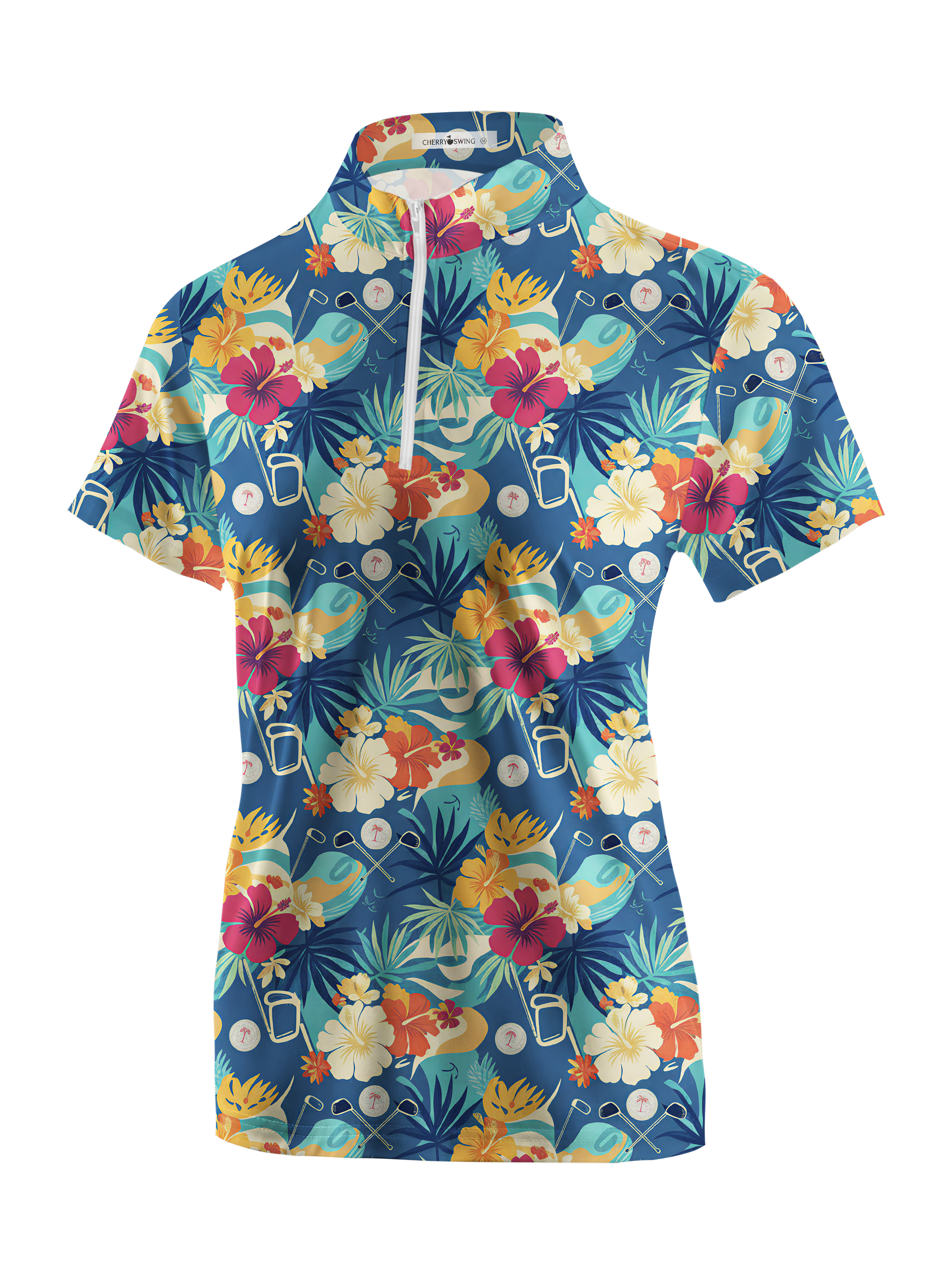 Cherryswing Women's Hawaiian Golf Floral Short Sleeve Polos