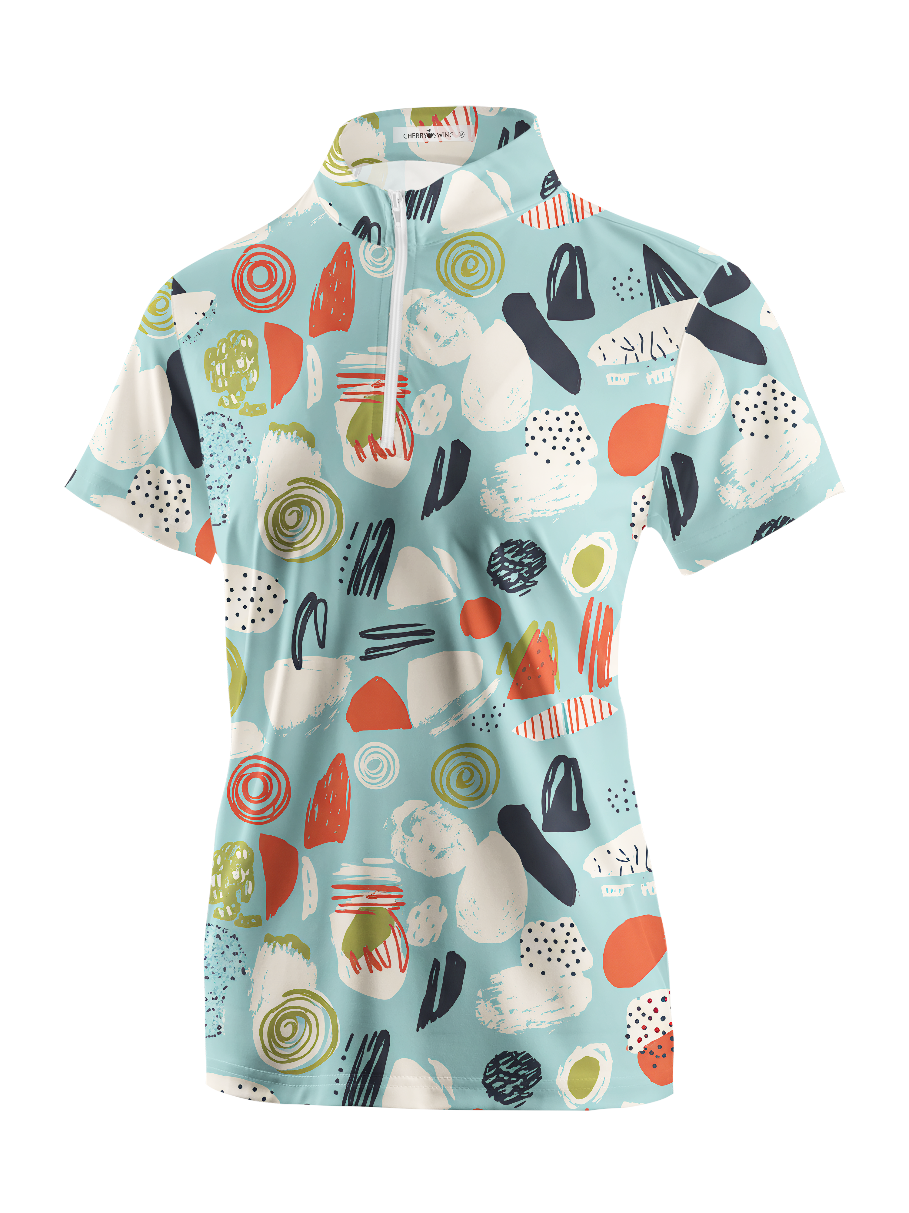 Cherryswing Women's Playful Strokes Short Sleeve Polos