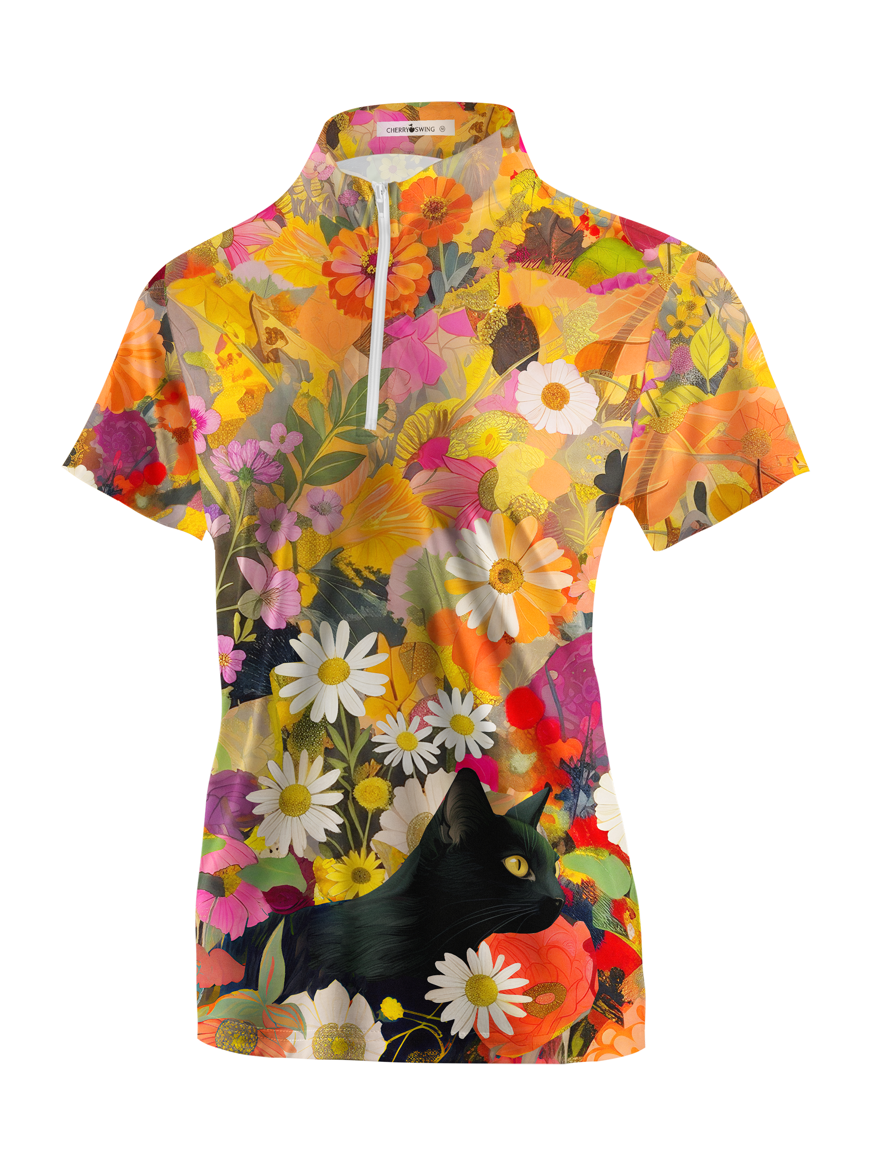 Cherryswing Women's Wild Whiskers Short Sleeve Polos