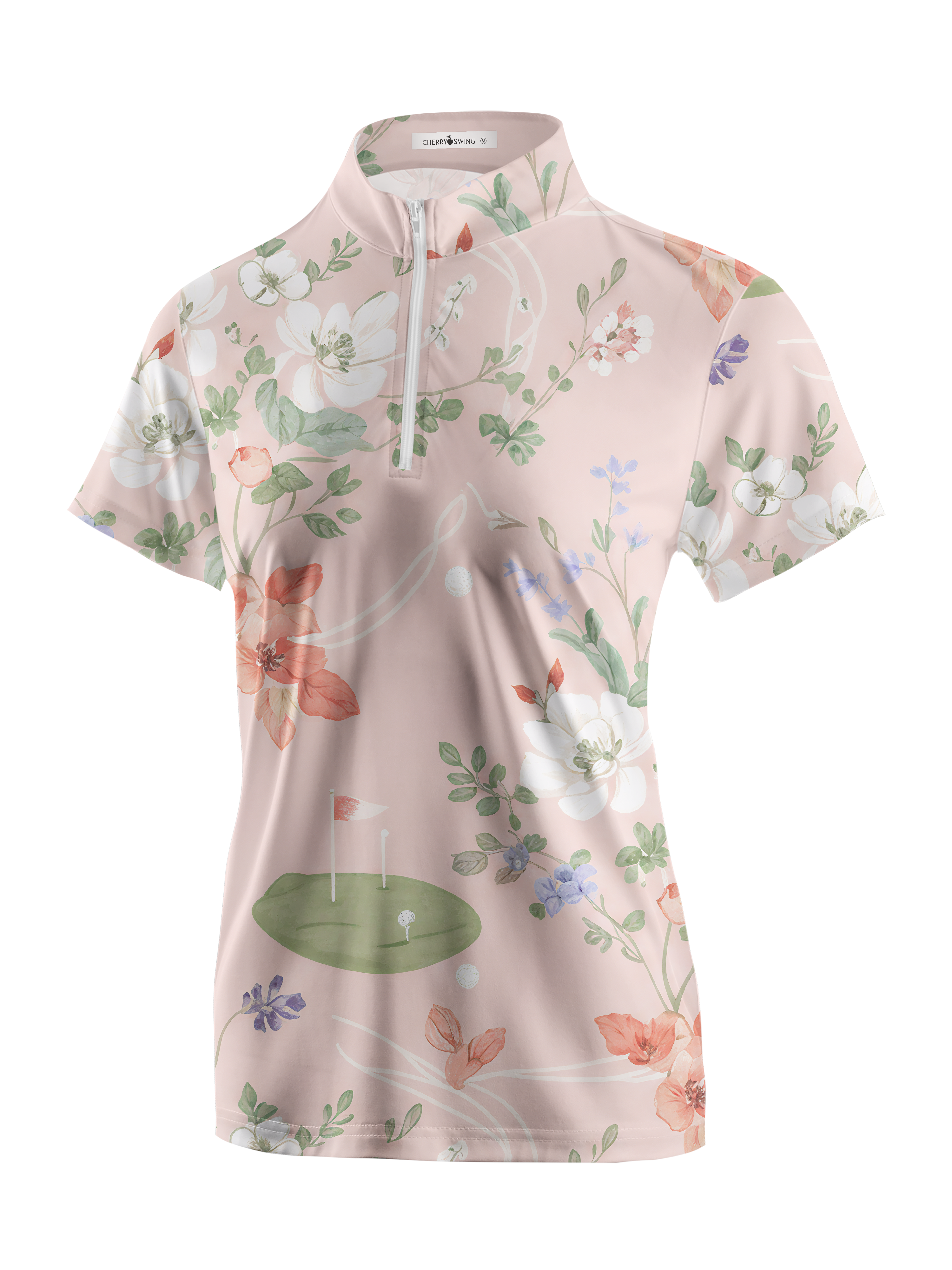 Cherryswing Women's Floral Par Short Sleeve Polos
