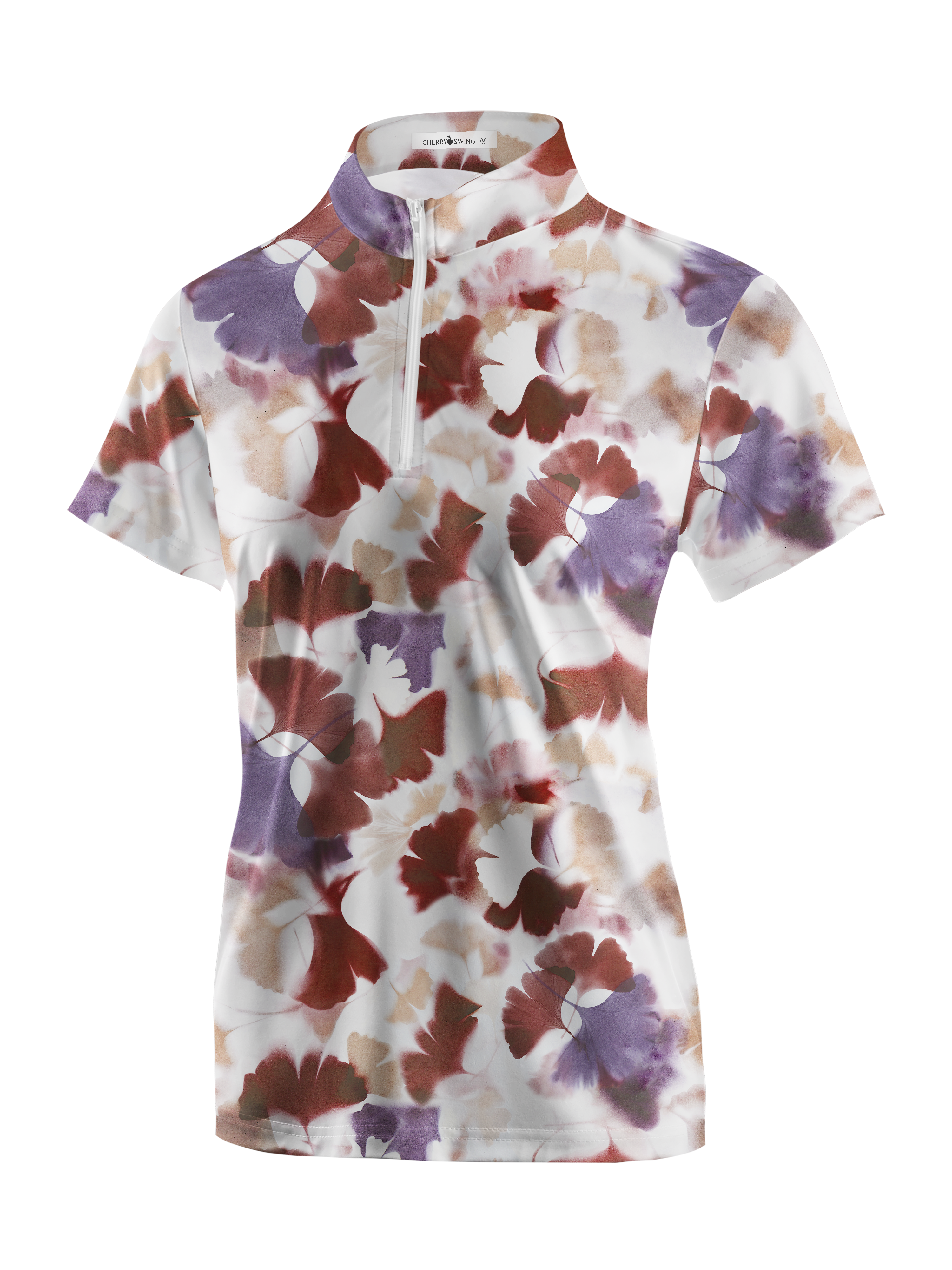 Cherryswing Women's Autumn Leaf Short Sleeve Polos