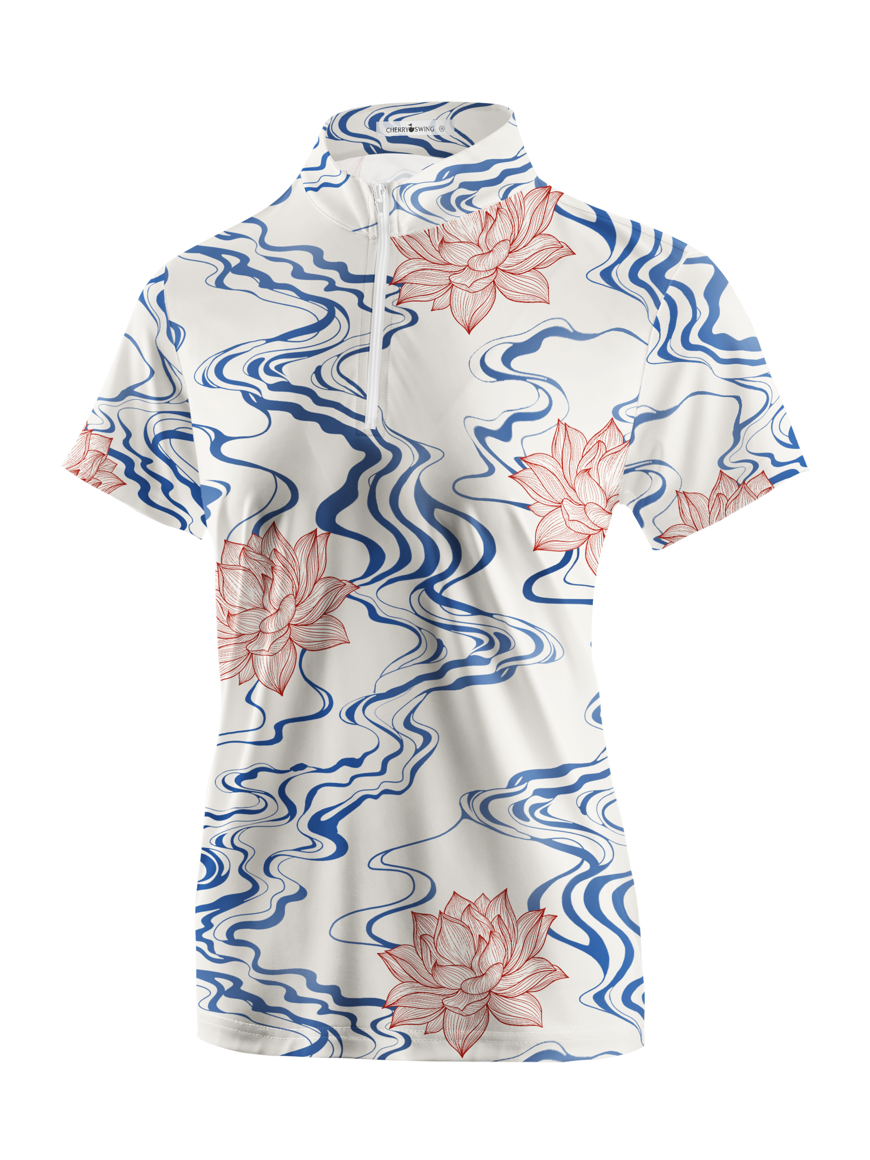 Cherryswing Women's Water Lily Short Sleeve Polos