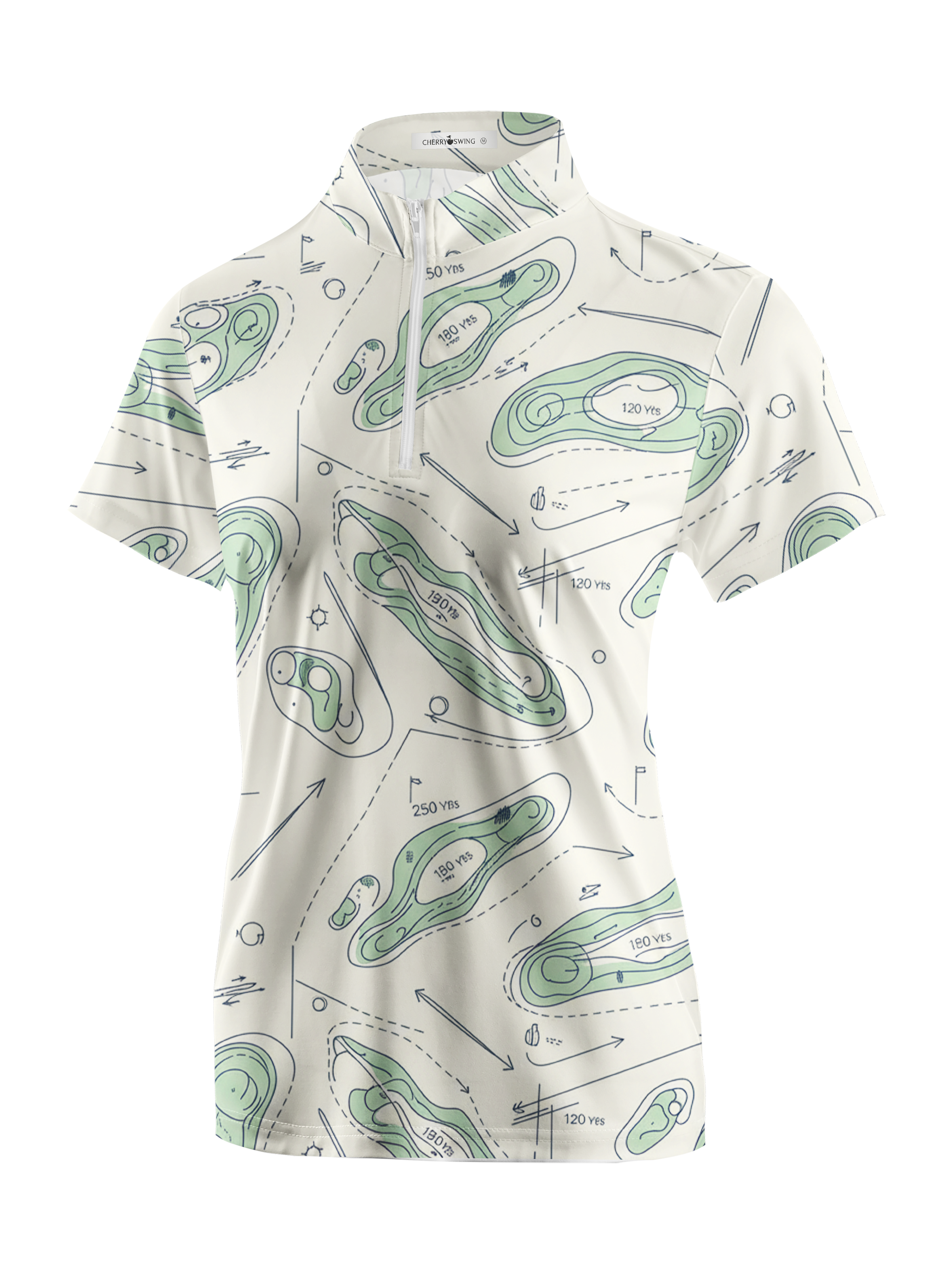 Cherryswing Women's Fairway Cartography Short Sleeve Polos