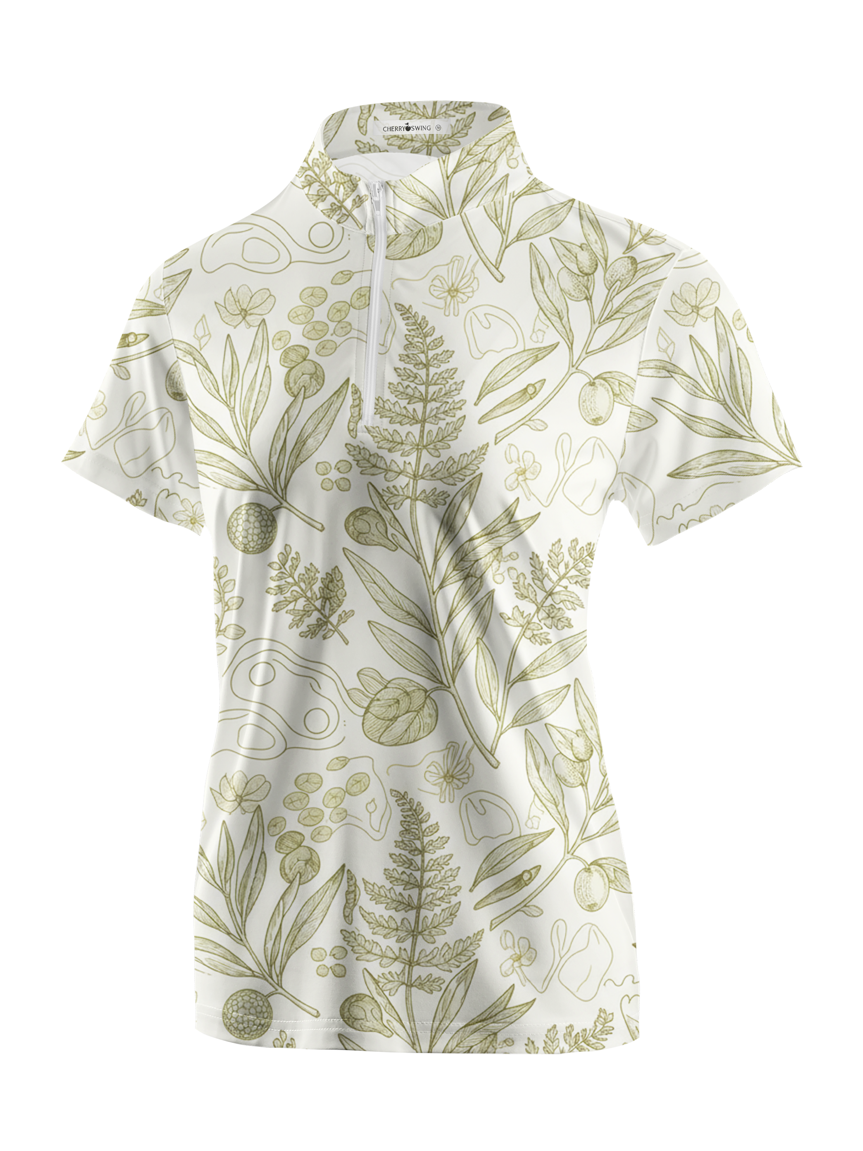 Cherryswing Women's Green Botanica Short Sleeve Polos