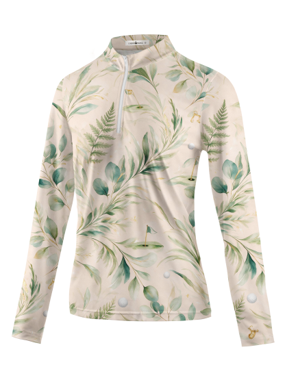 Cherryswing Women's Eucalyptus Green Links Long Sleeve Golf Shirt