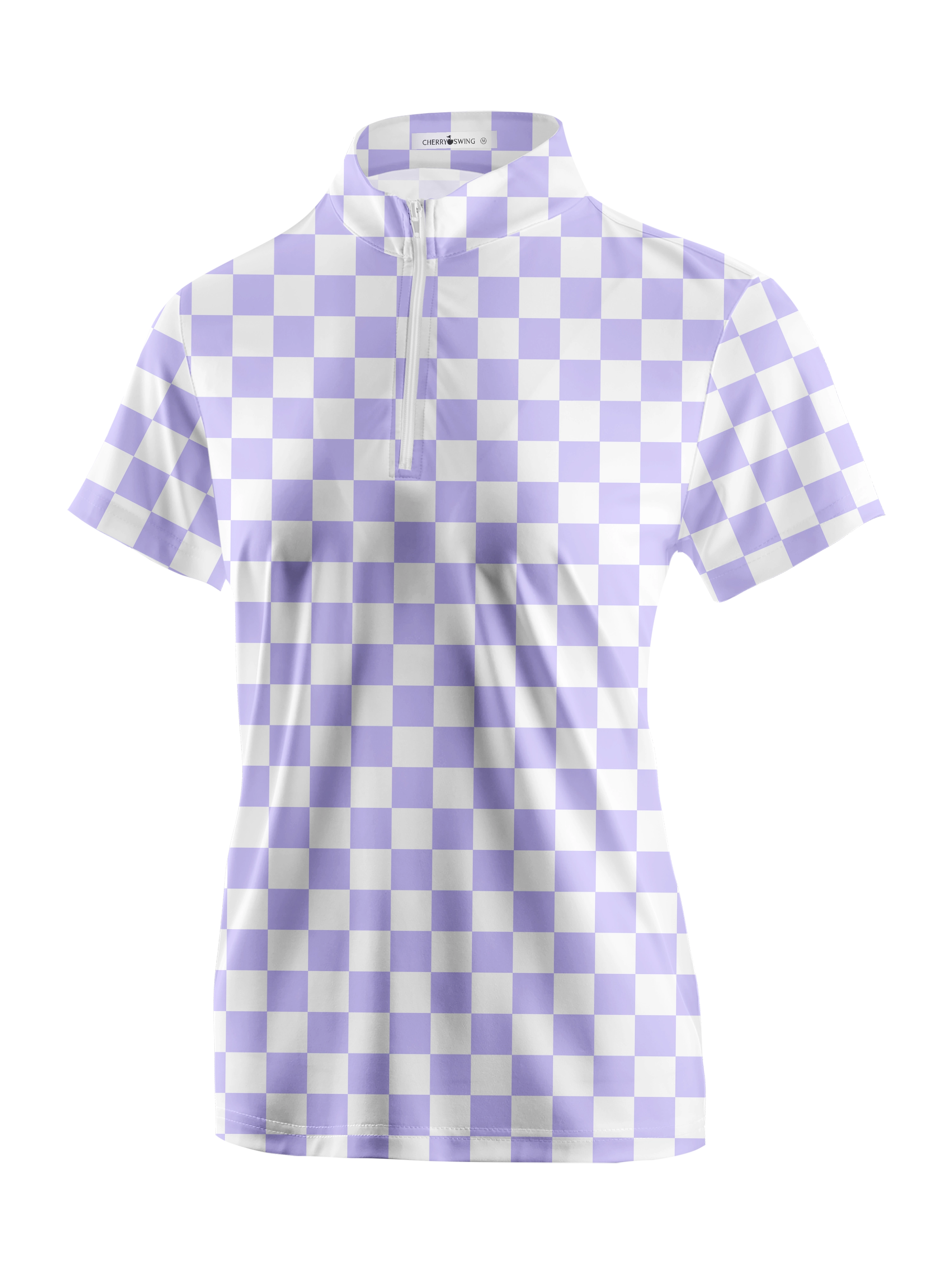 Cherryswing Women's Checkerboard Print Golf Short Sleeve Polo Shirt