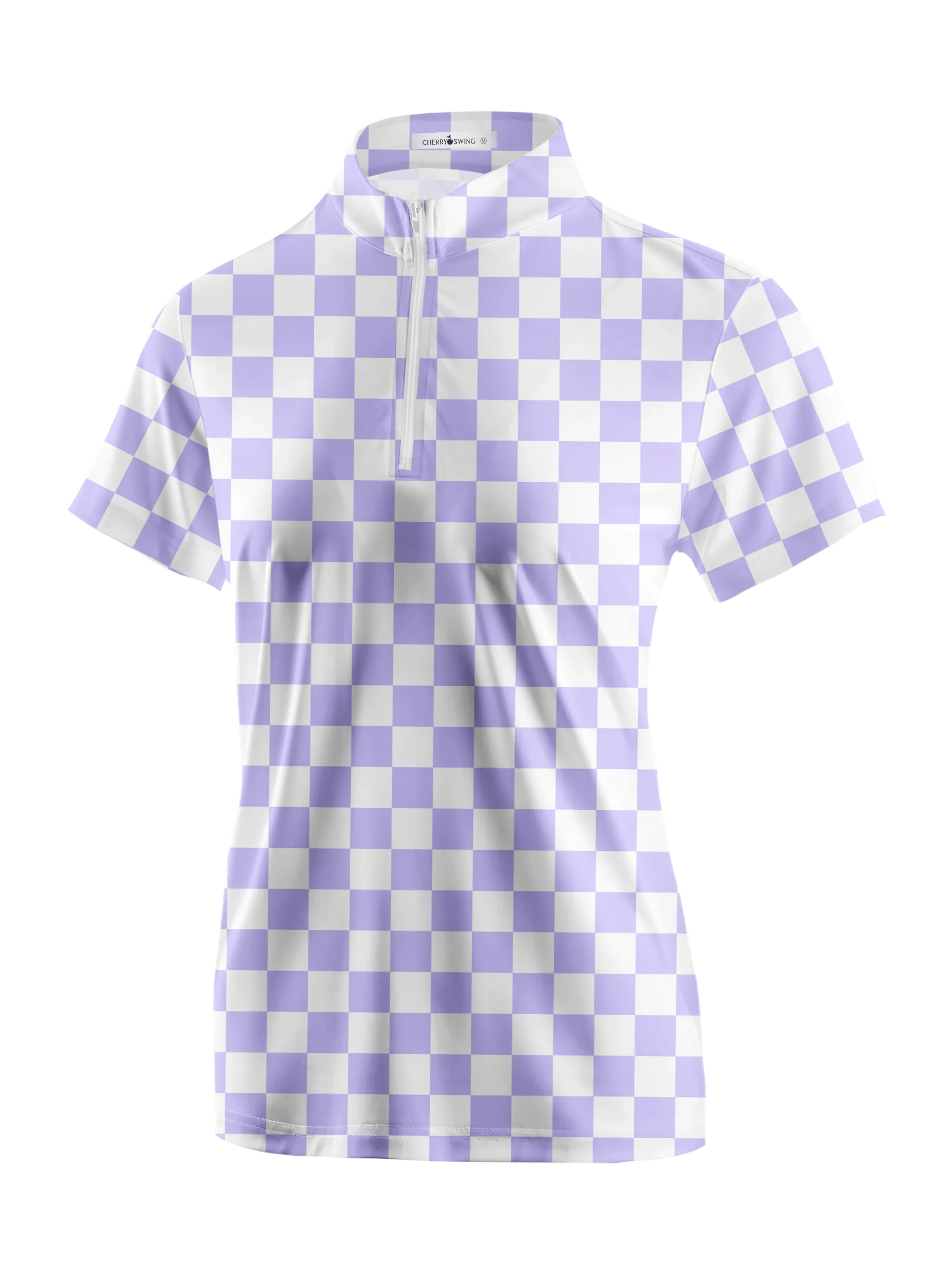 Cherryswing Women's Checkerboard Print Golf Short Sleeve Polo Shirt