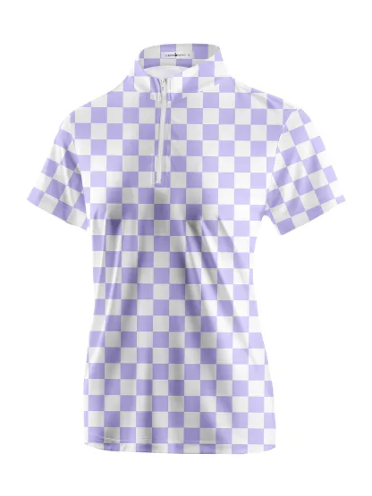Cherryswing Women's Checkerboard Print Golf Short Sleeve Polo Shirt