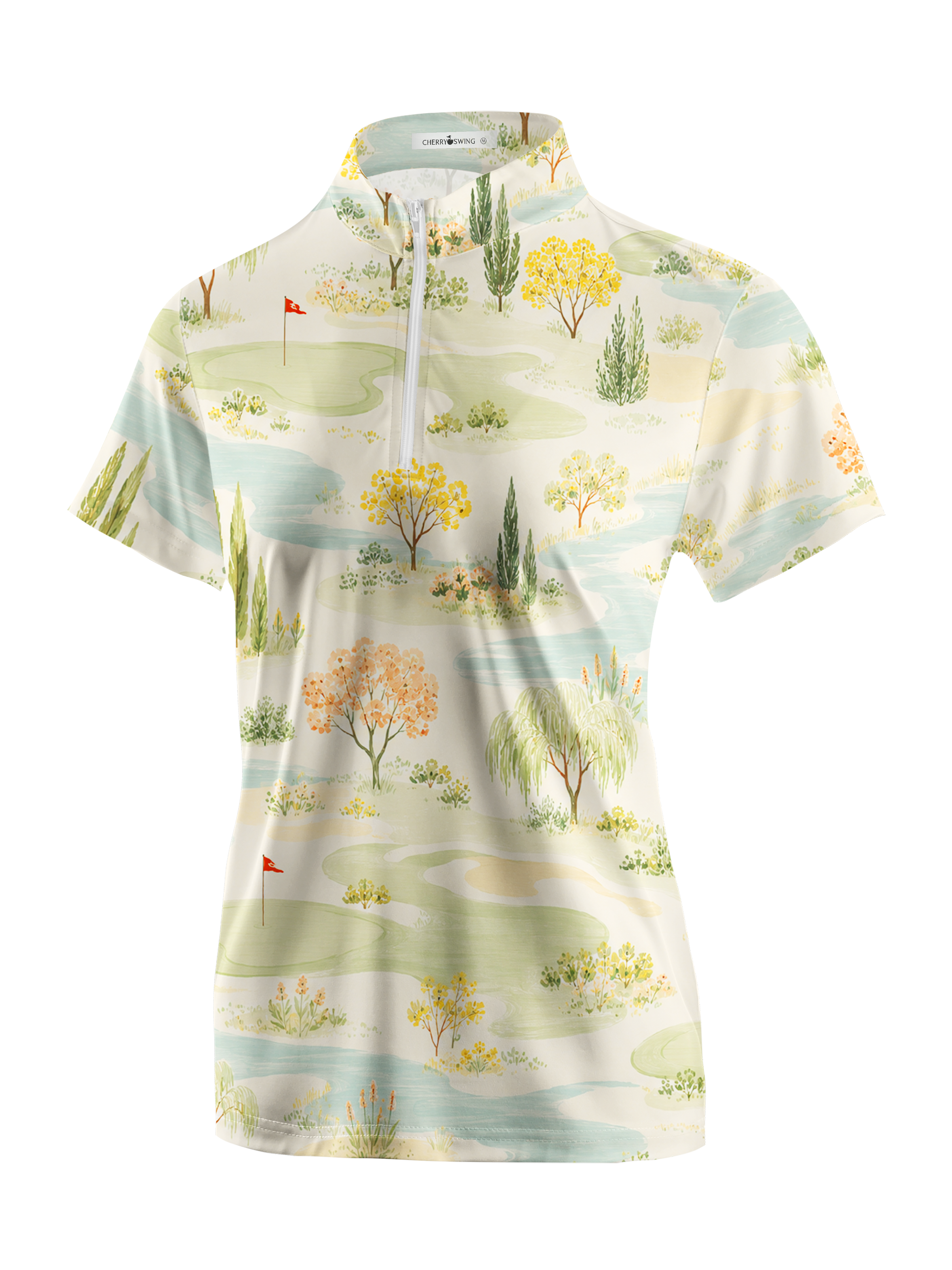 Cherryswing Women's Watercolor Fairway Short Sleeve Golf Shirt