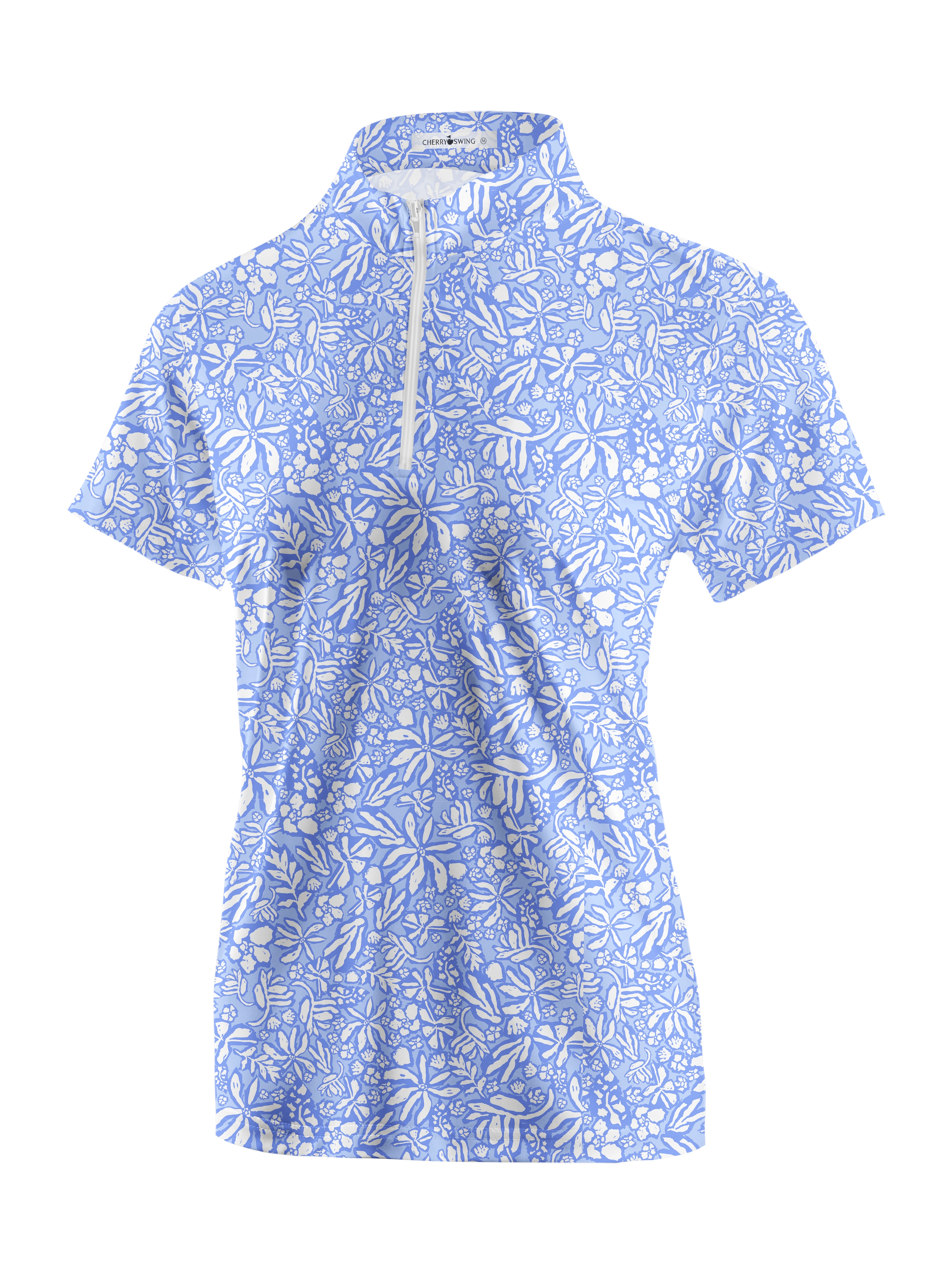 Cherryswing Women's Seaside Floral Golf Short Sleeve Polo Shirt