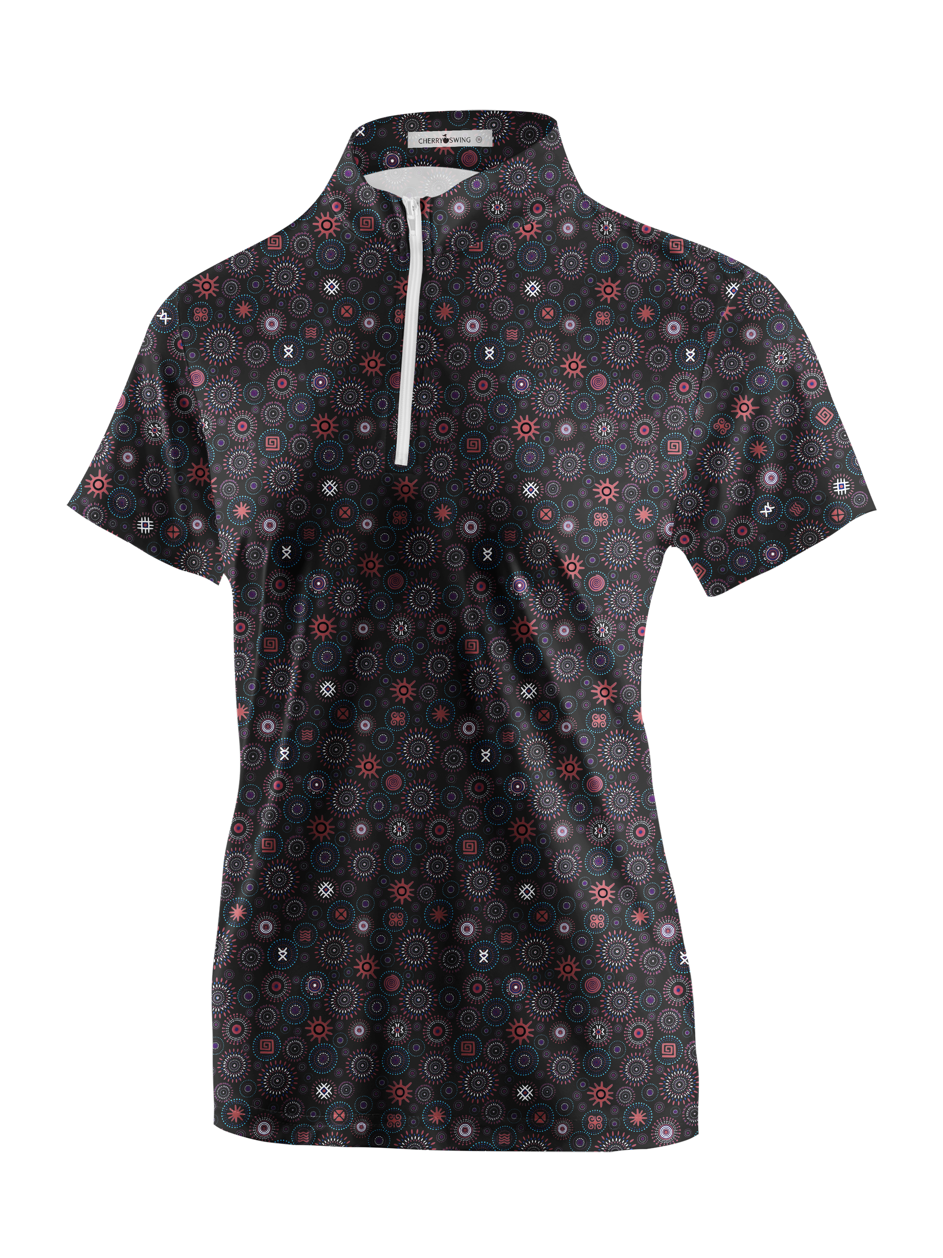 Cherryswing Women's Medallion Mosaic Short Sleeve Golf Shirt