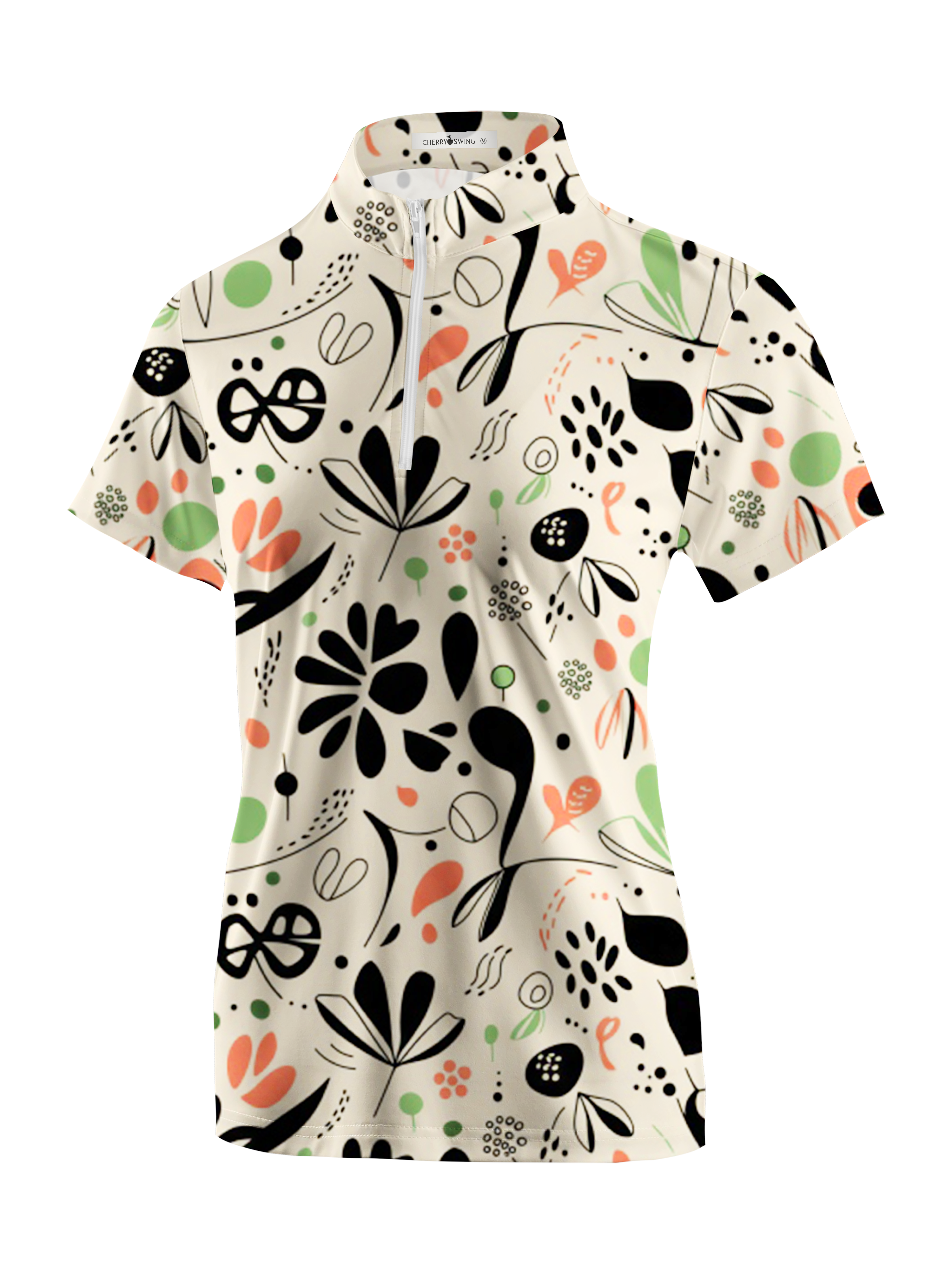 Cherryswing Women's Abstract Garden Short Sleeve Golf Shirt