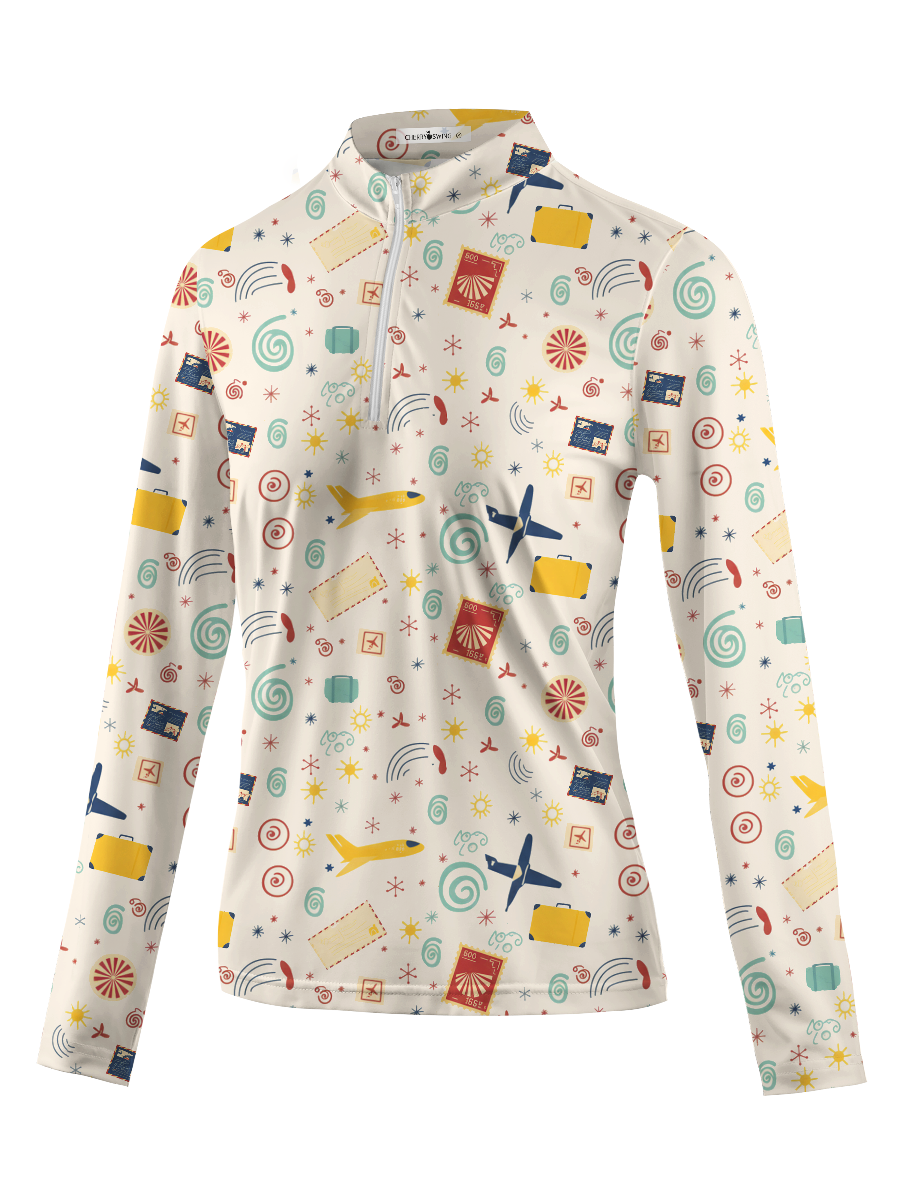 Cherryswing Women's Passport Print Long Sleeve Golf Shirt