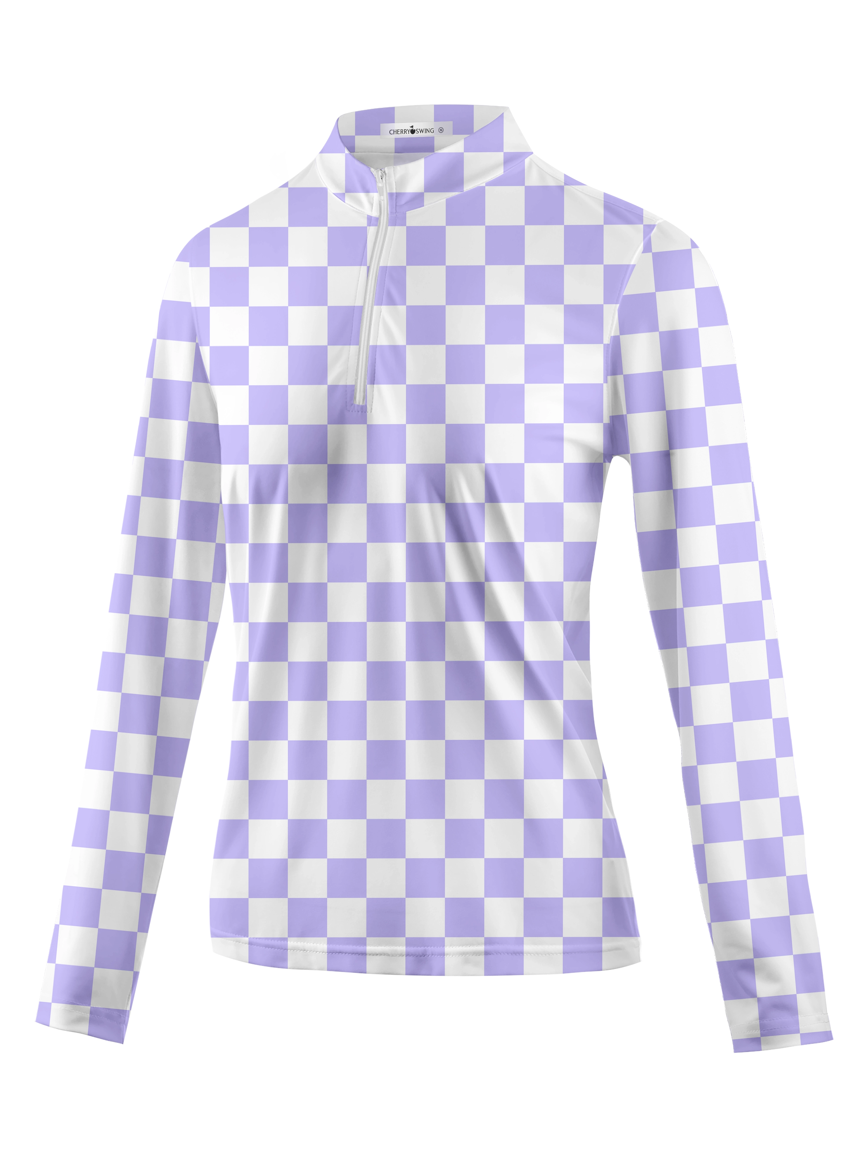 Cherryswing Women's Checkerboard Print Golf Long Sleeve Polo Shirt