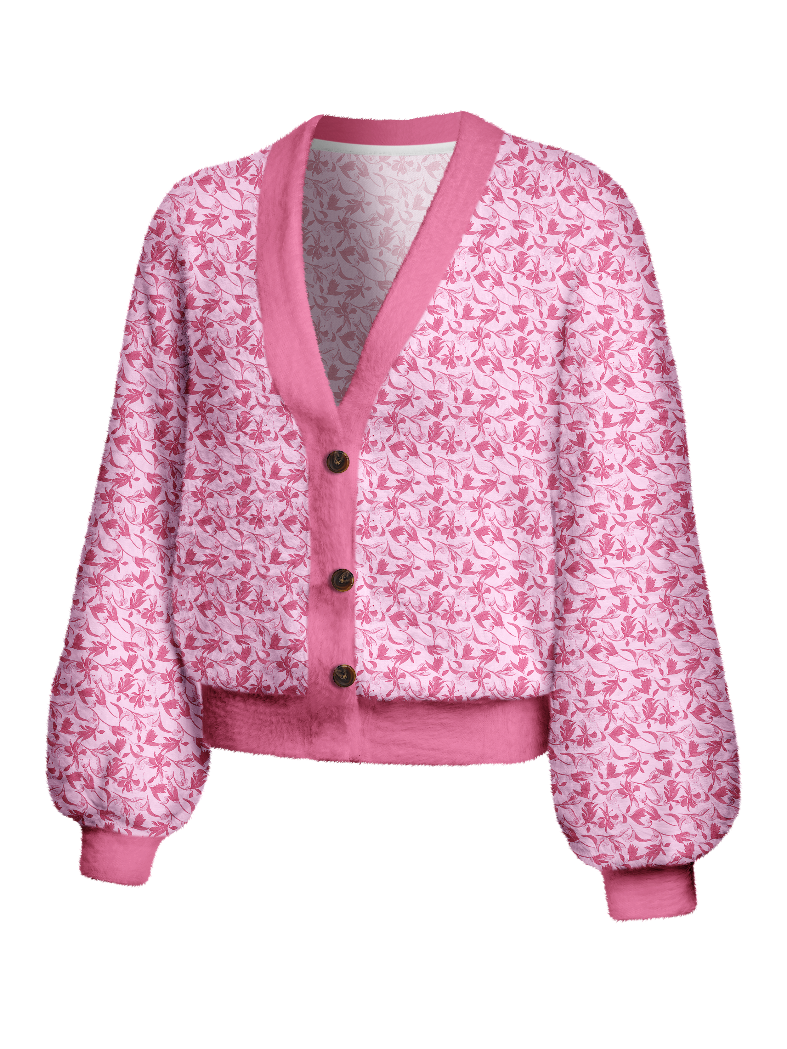 Cherryswing Women's Rose Vine Fuzzy Knit Golf Cardigan