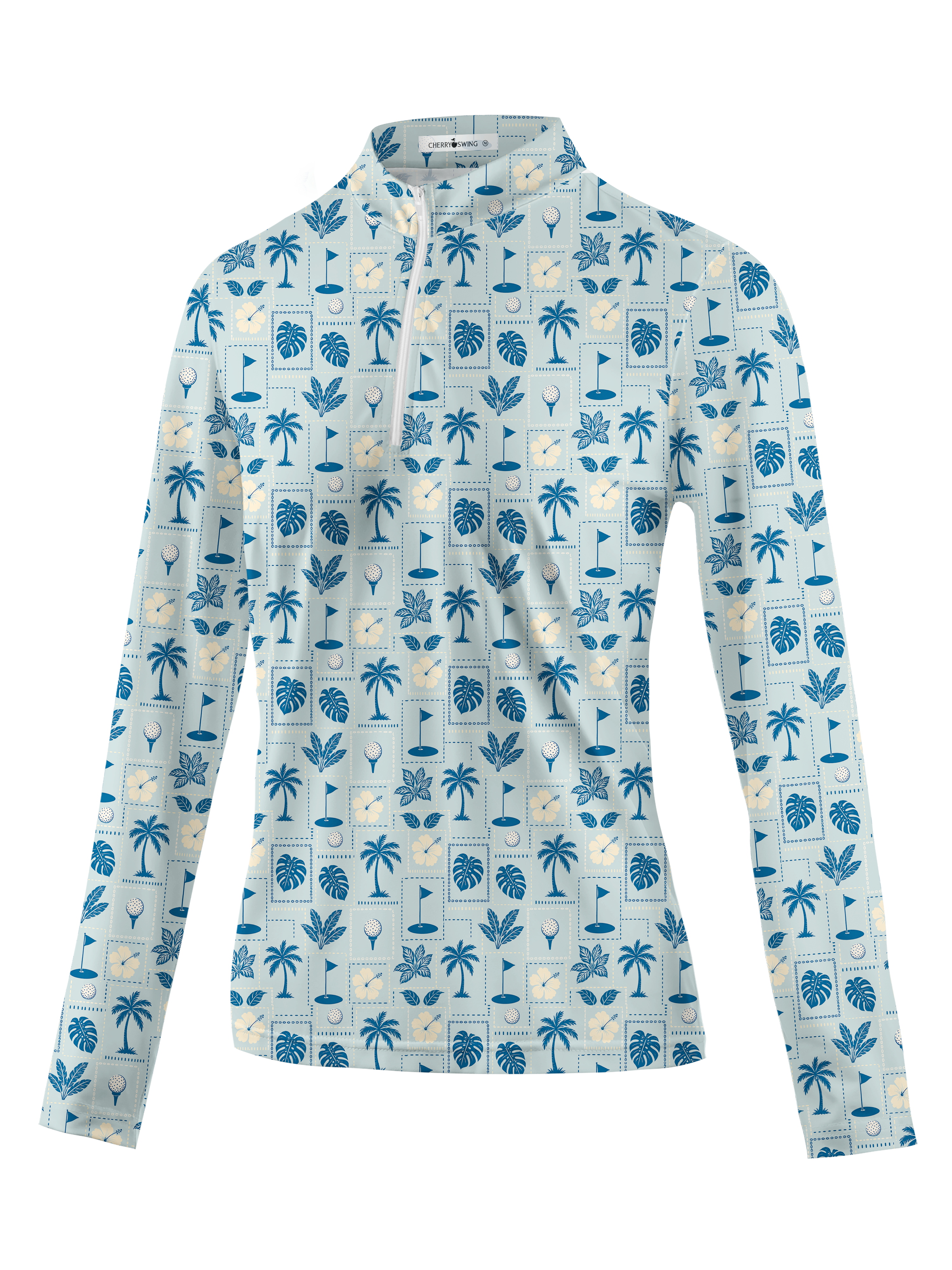 Cherryswing Women's Tropic Grid Long Sleeve Golf Shirt