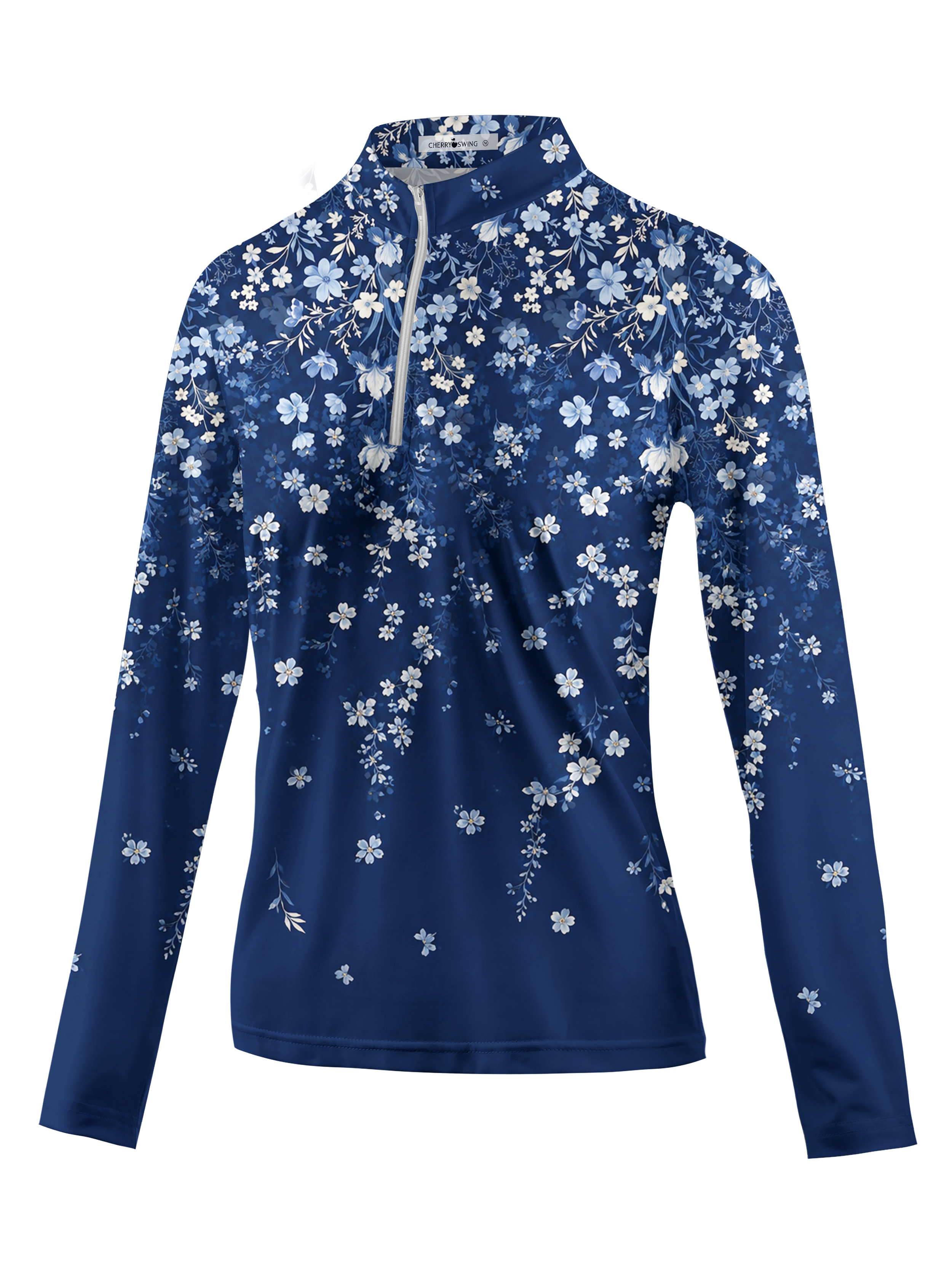Cherryswing Women's Midnight Floral Long Sleeve Golf Shirt