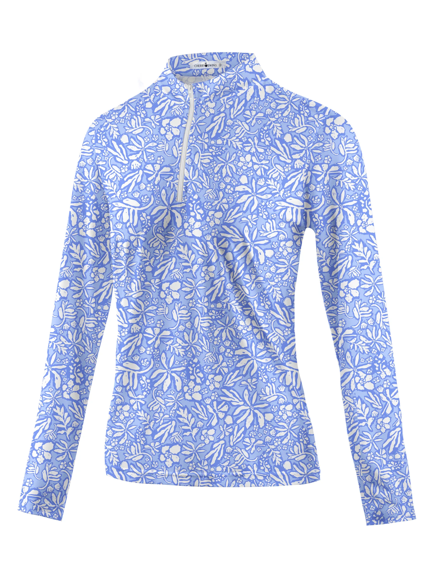 Cherryswing Women's Seaside Floral Golf Long Sleeve Polo Shirt