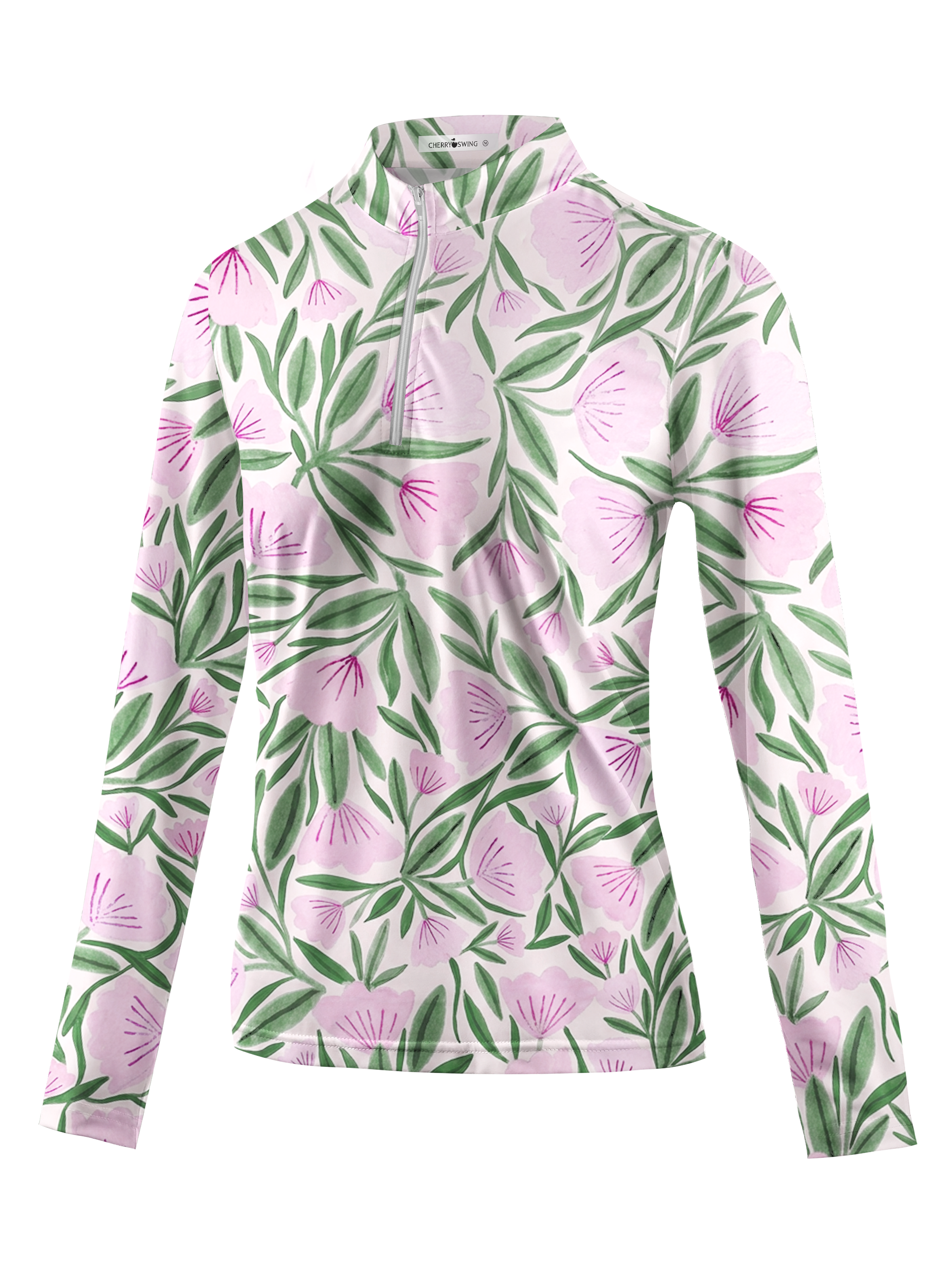Cherryswing Women's Spring Bloom Watercolor Long Sleeve Golf Shirt