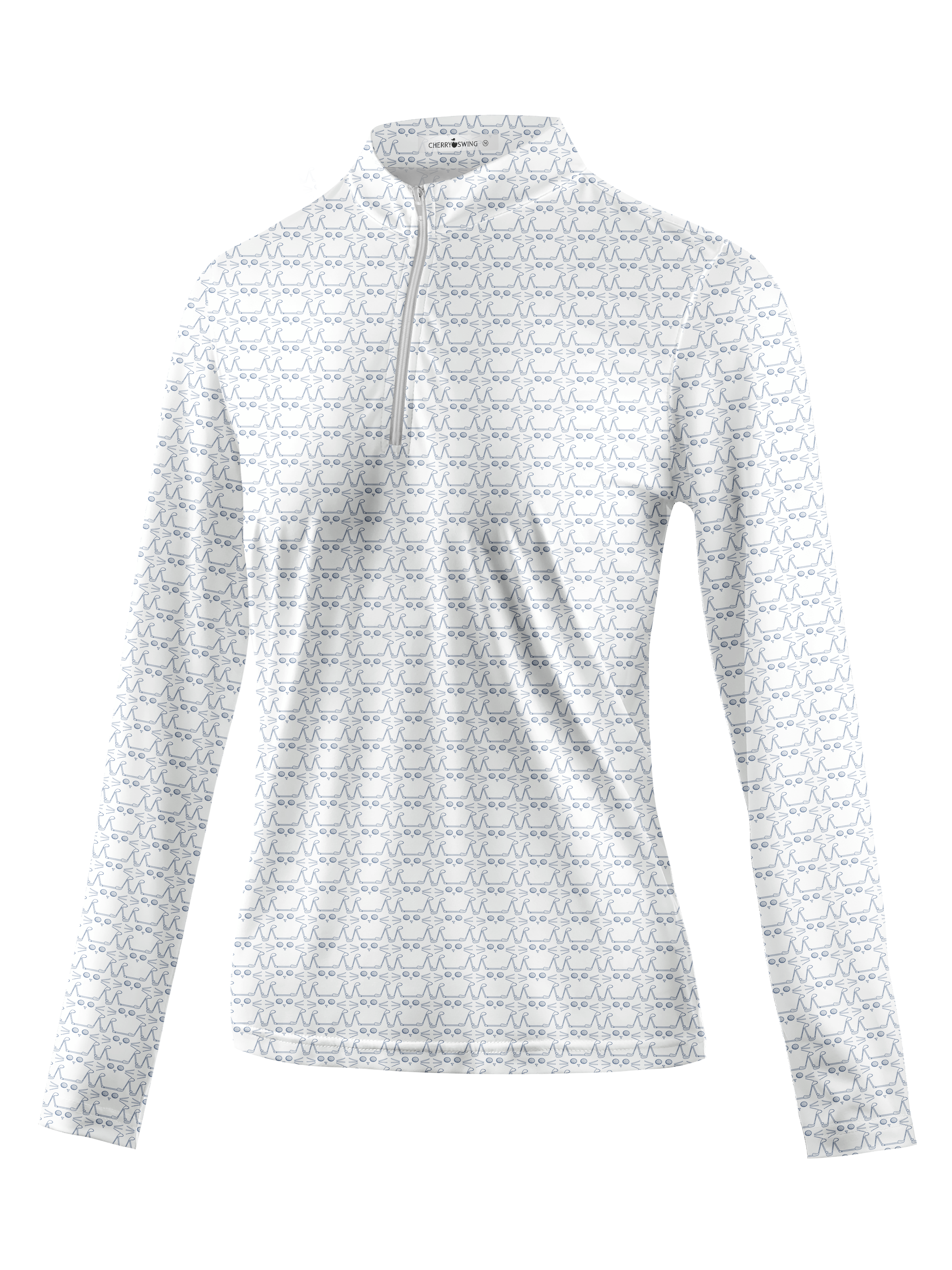 Cherryswing Women's Feline Swing Silhouette Long Sleeve Golf Shirt