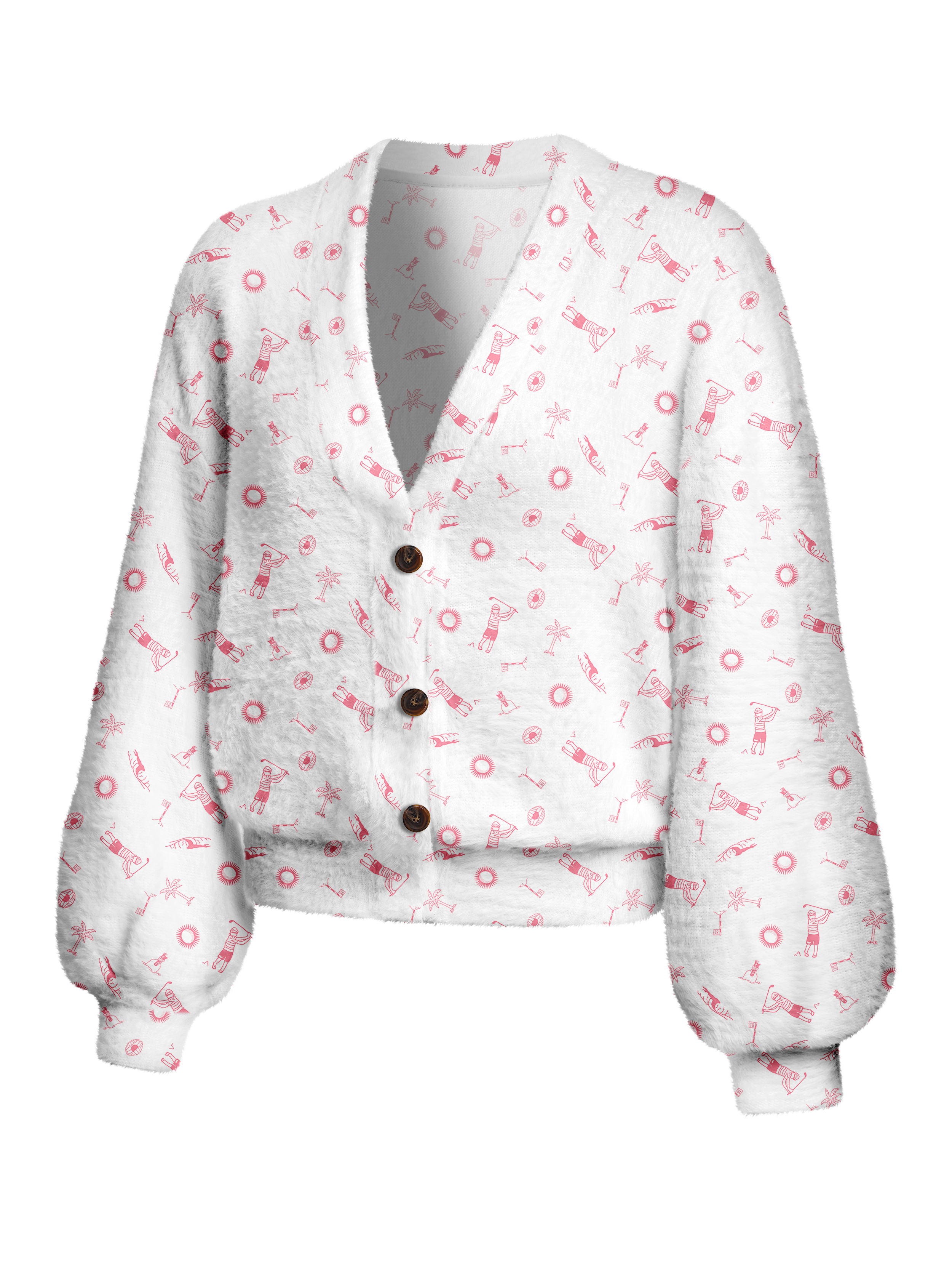 Cherryswing Women's Lilac Fuzzy Knit Golf Cardigan