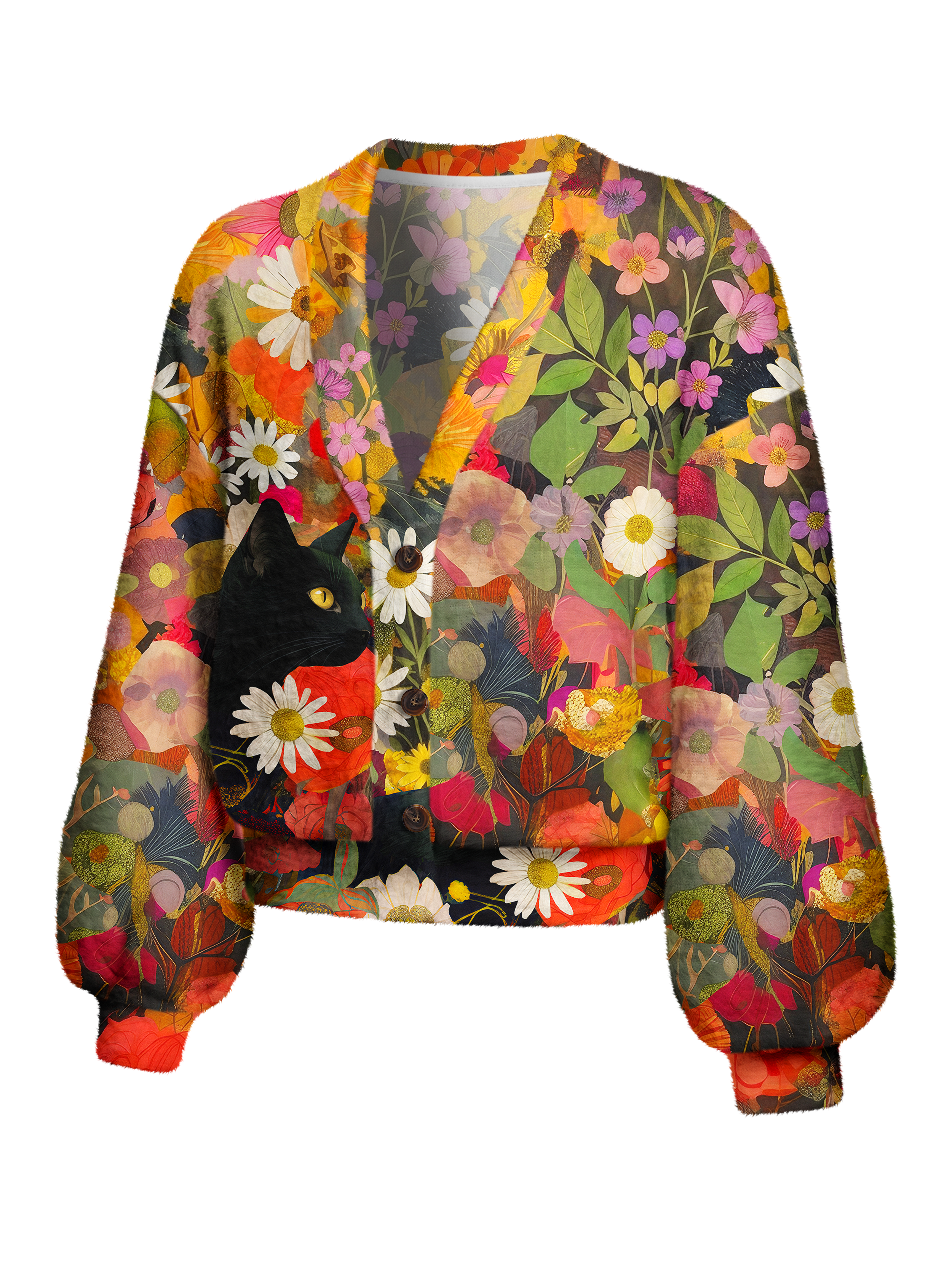 Cherryswing Women's Wild Whiskers Fuzzy Knit Golf Cardigan