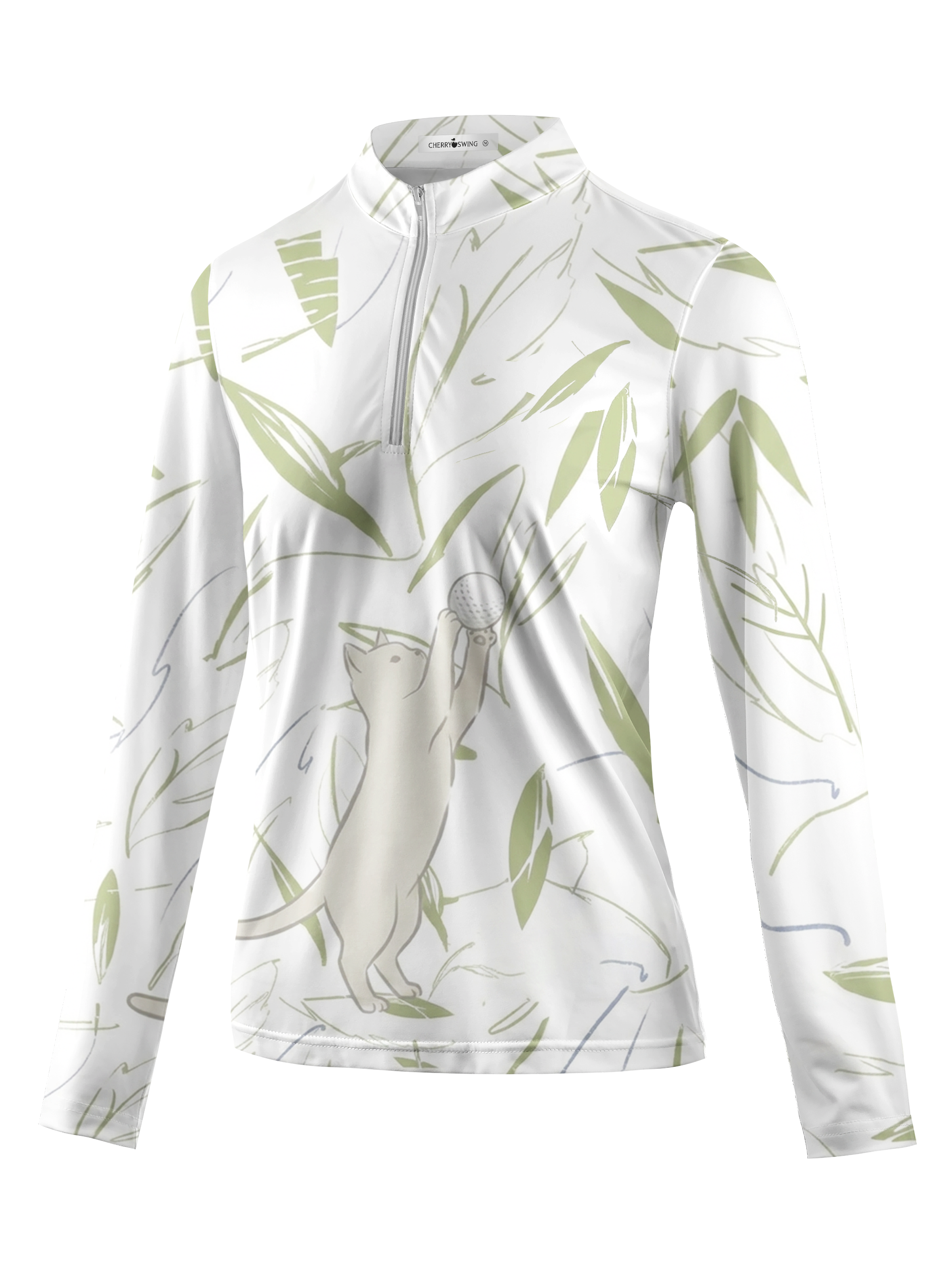 Cherryswing Women's Playful Kitty Long Sleeve Golf Shirt