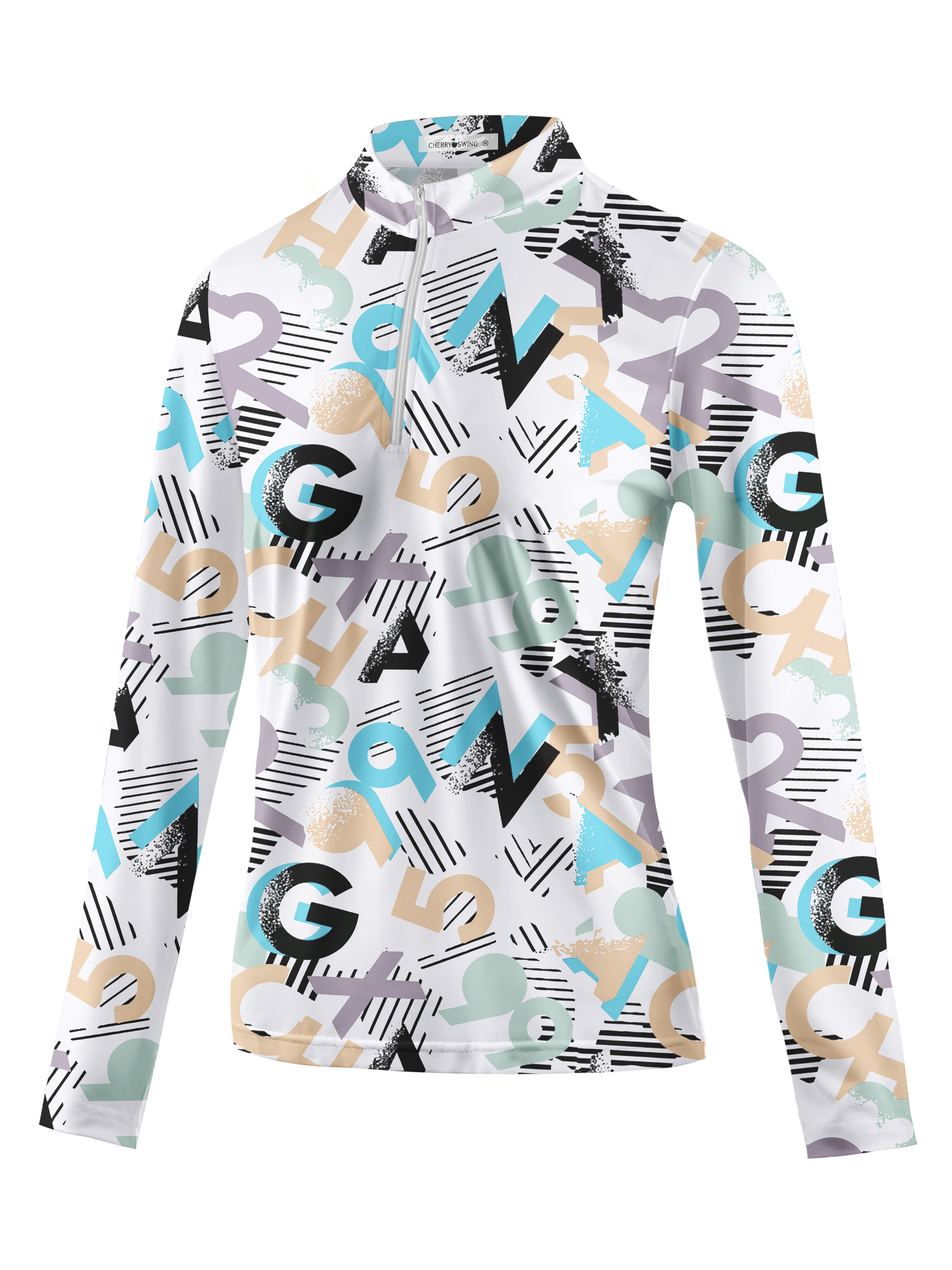 Cherryswing Women's Typographic Rhythm Long Sleeve Golf Shirt