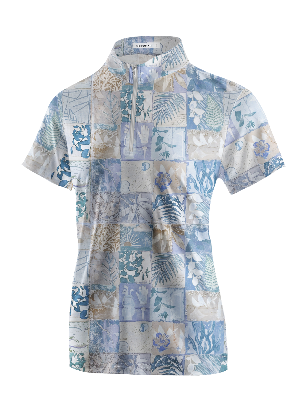 Cherryswing Women's Botanical Mosaic Short Sleeve Golf Shirt