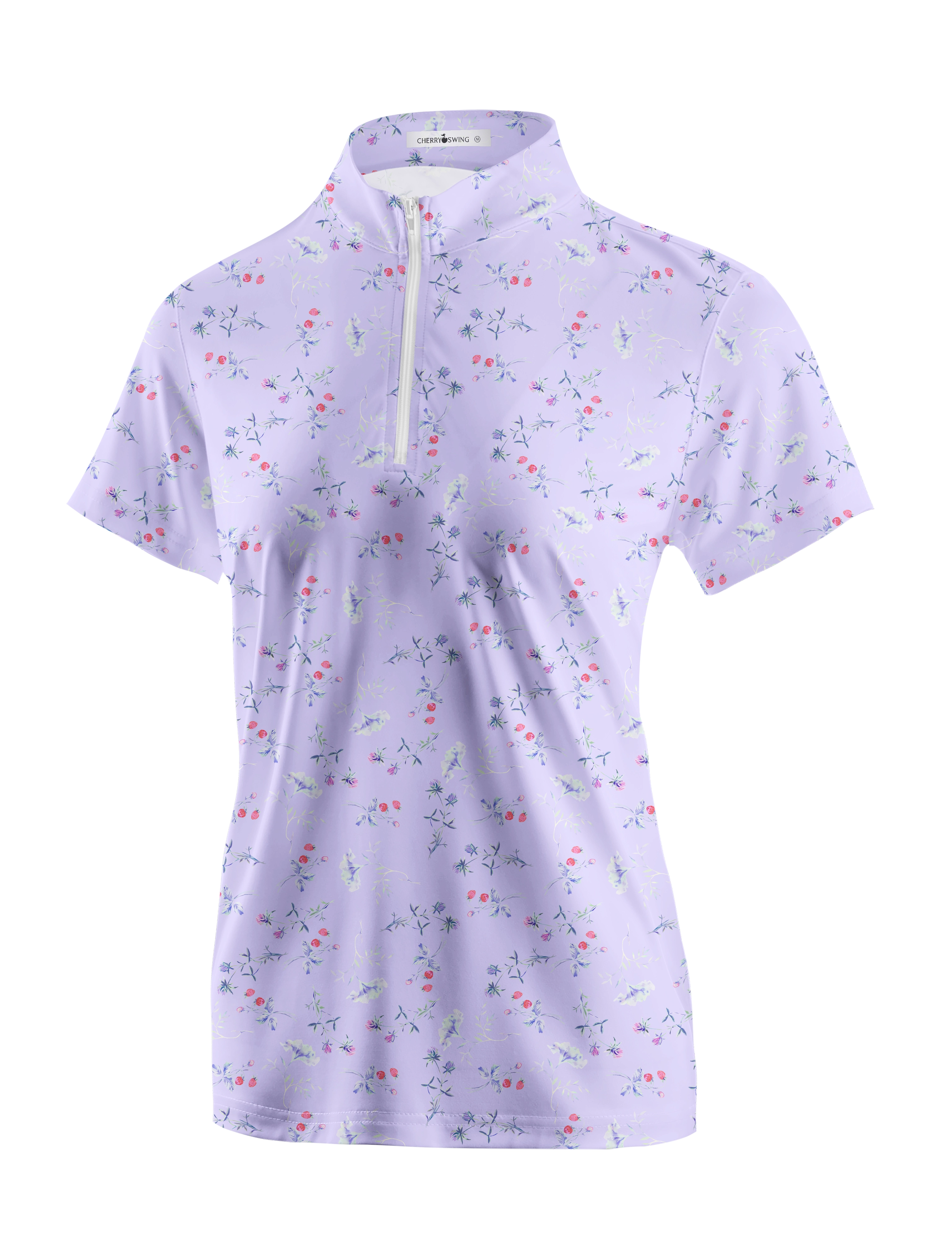 Cherryswing Women's Strawberry Flowers Golf Short Sleeve Polo Shirt