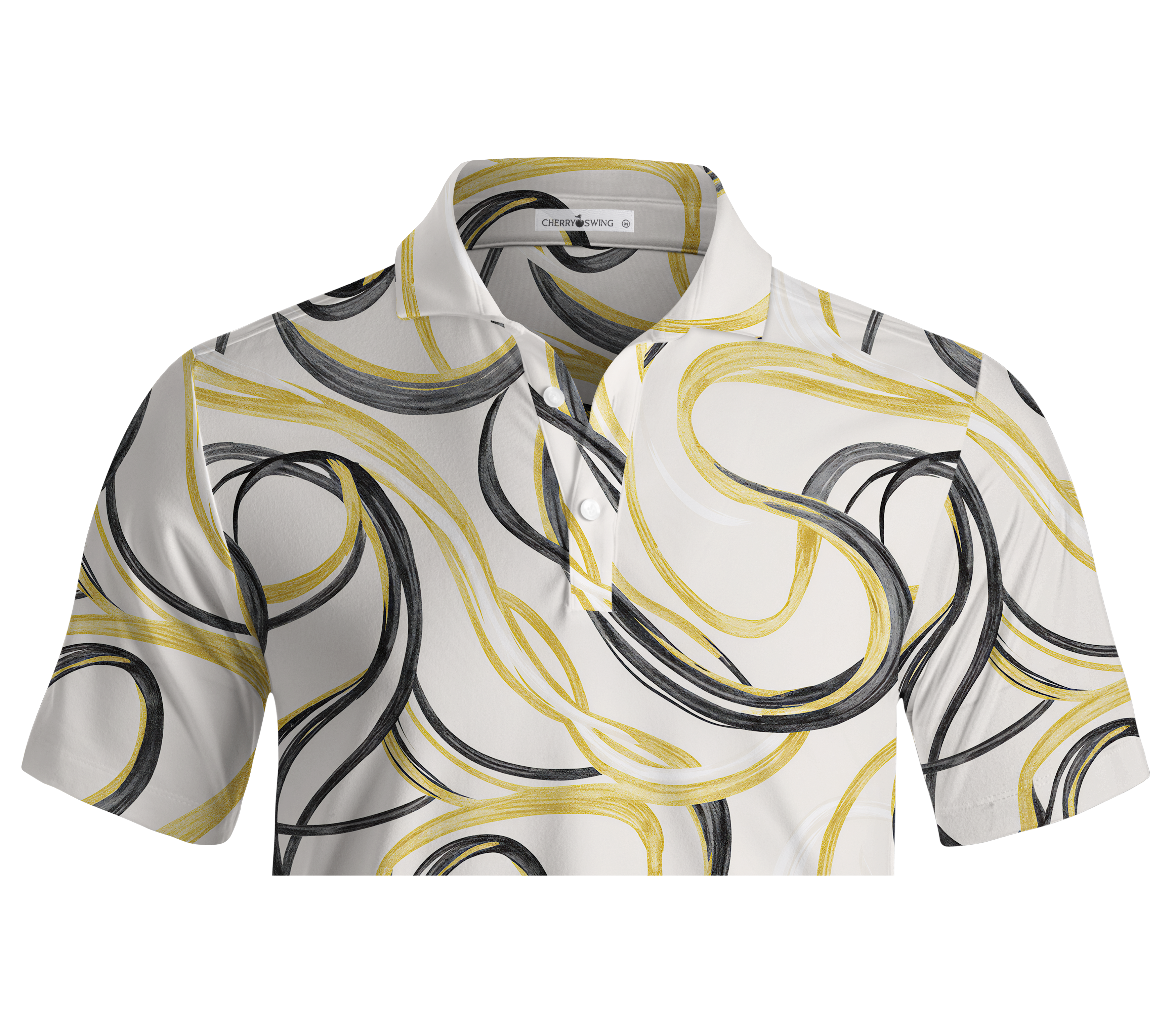 Cherryswing Gold Swirl Line Men's Polo Shirt