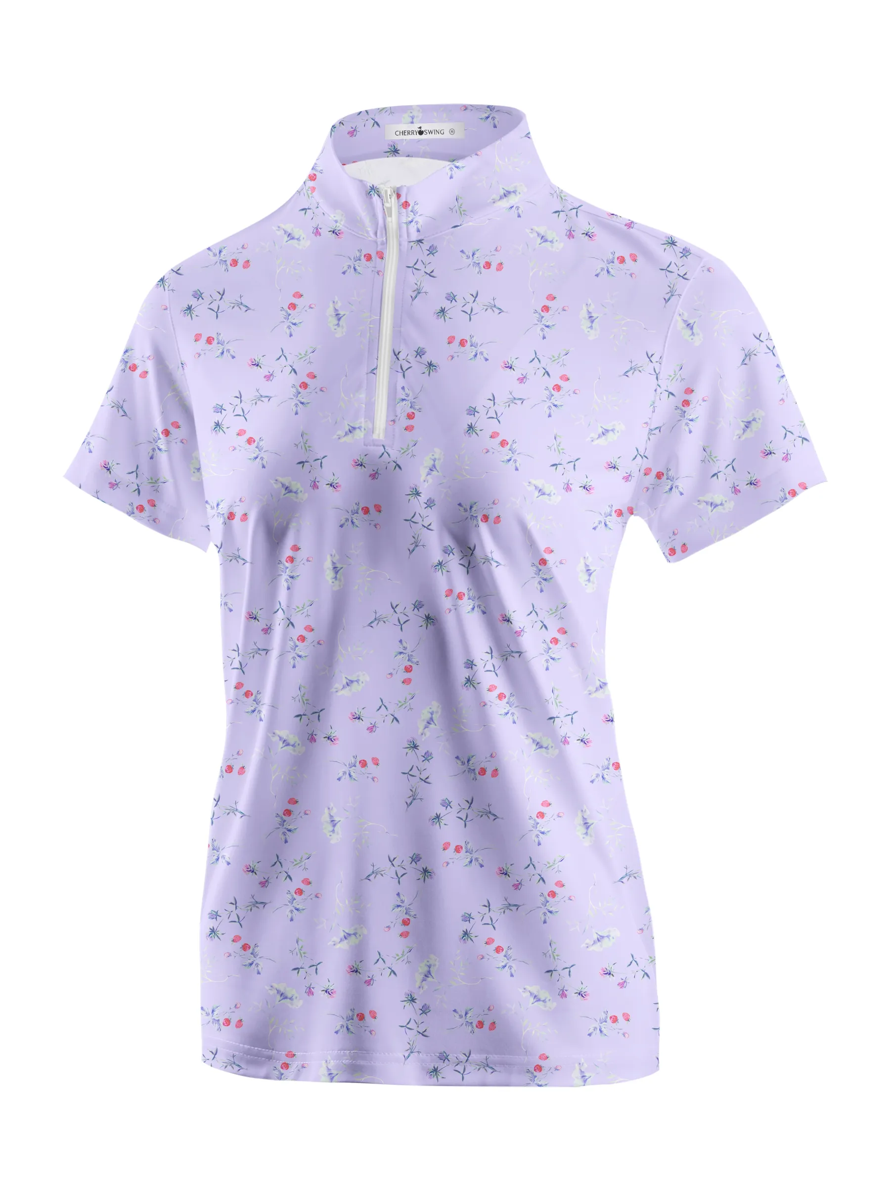 Cherryswing Women's Strawberry Flowers Golf Short Sleeve Polo Shirt