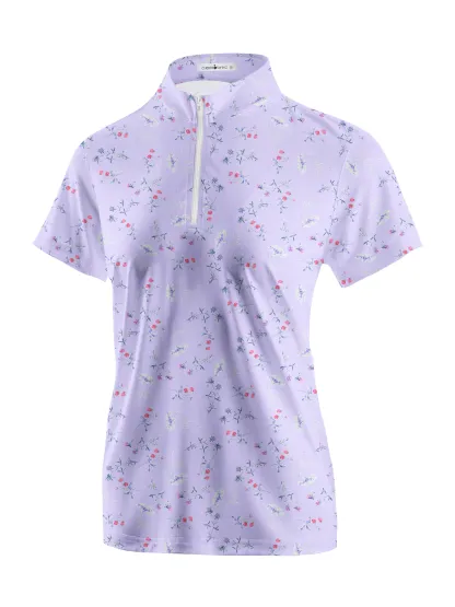 Cherryswing Women's Strawberry Flowers Golf Short Sleeve Polo Shirt