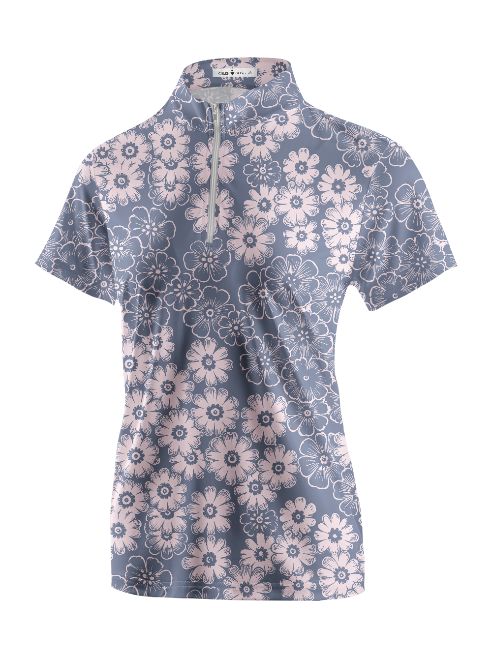 Cherryswing Women's Hand-Drawn Daisy Short Sleeve Golf Shirt
