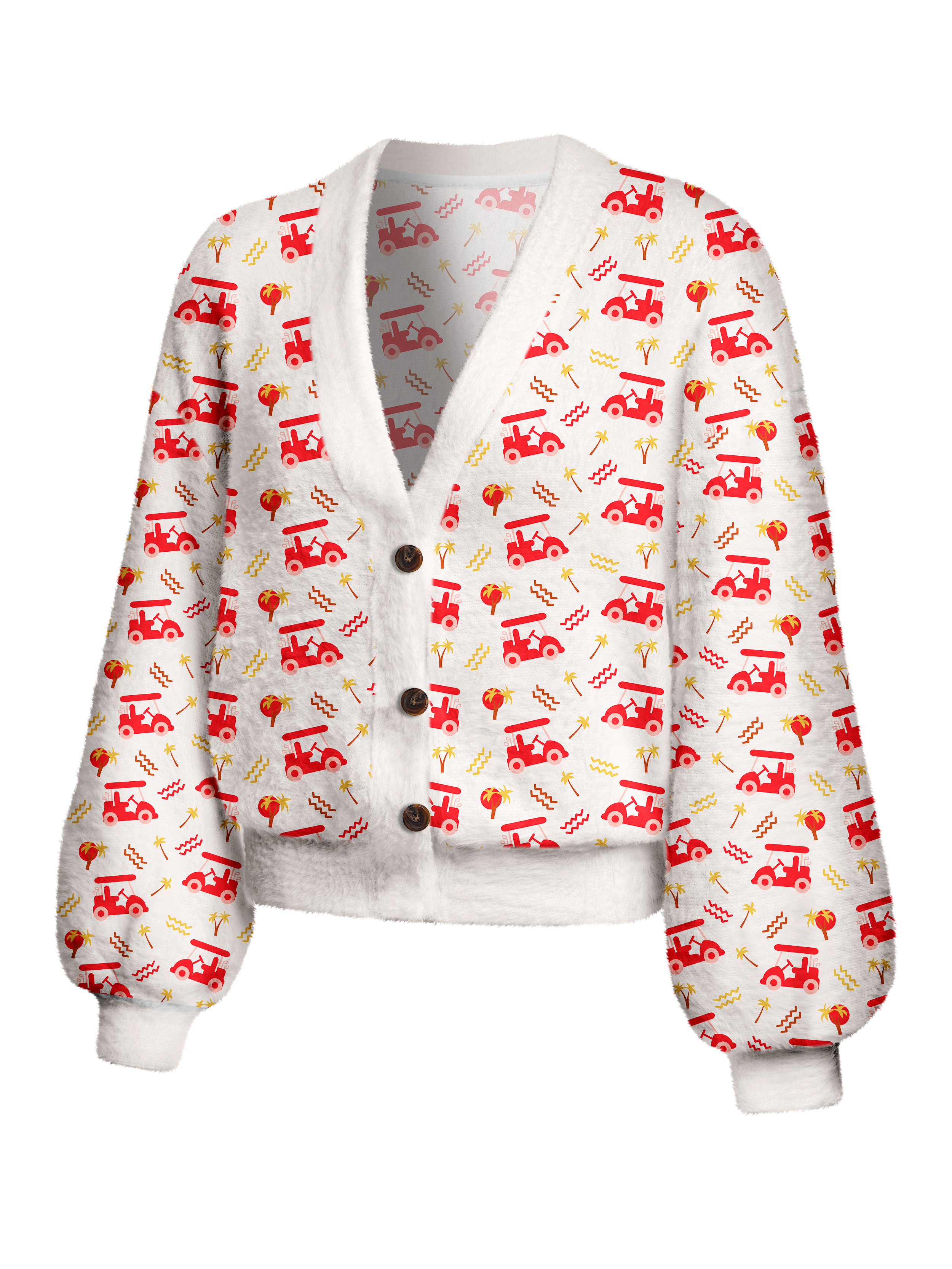 Cherryswing Women's Cart Cruise Fuzzy Knit Golf Cardigan