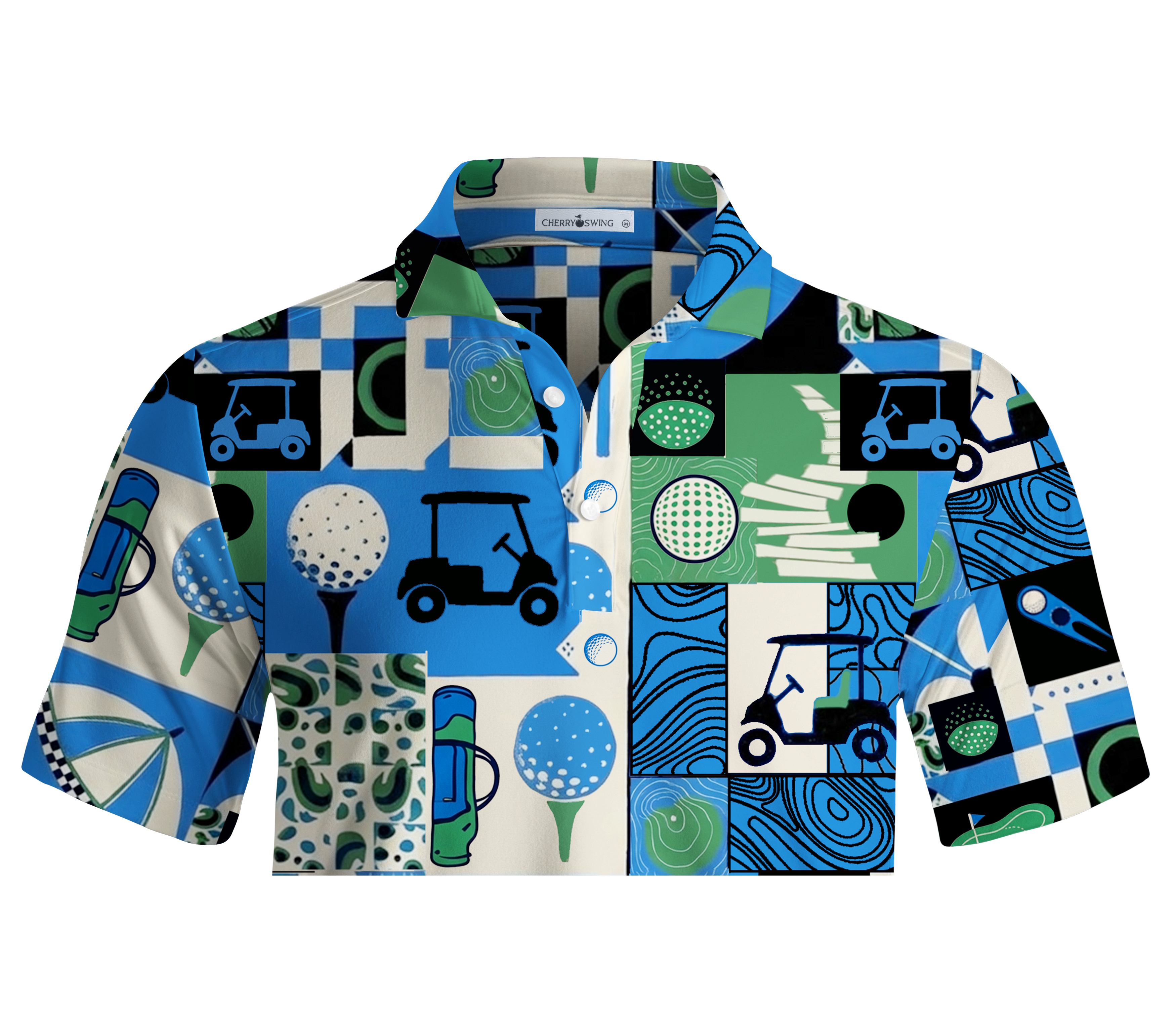 Cherryswing Golf Collage Patchwork Men's Polo Shirt