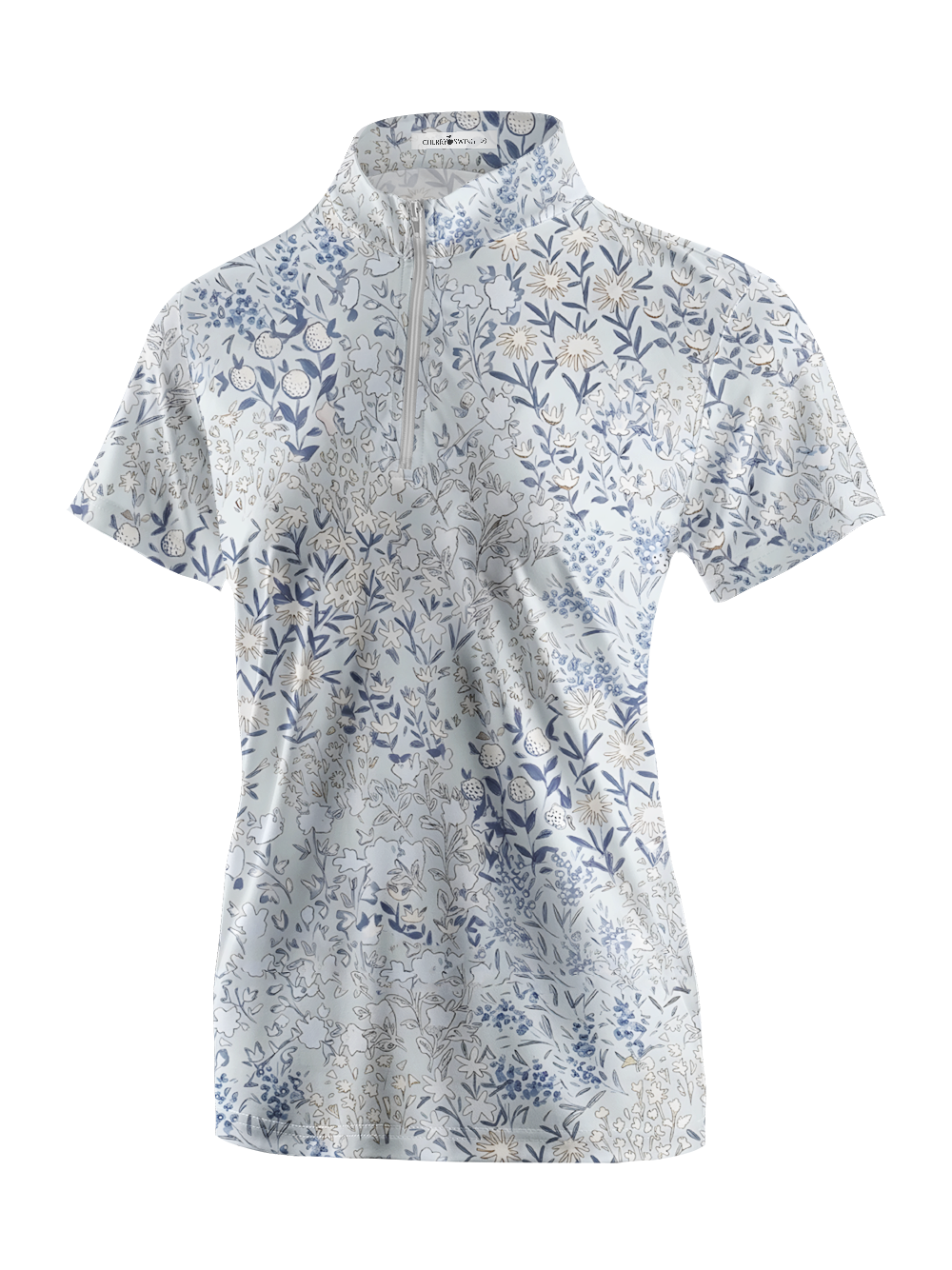 Cherryswing Women's Porcelain Botanical Sketch Short Sleeve Golf Shirt