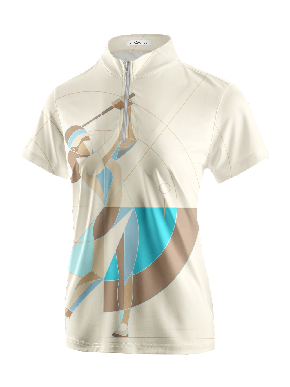 Cherryswing Women's Geometric Golfer Art Print Short Sleeve Golf Shirt