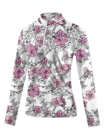 Cherryswing Women's Blossom Golf Long Sleeve Polo Shirt