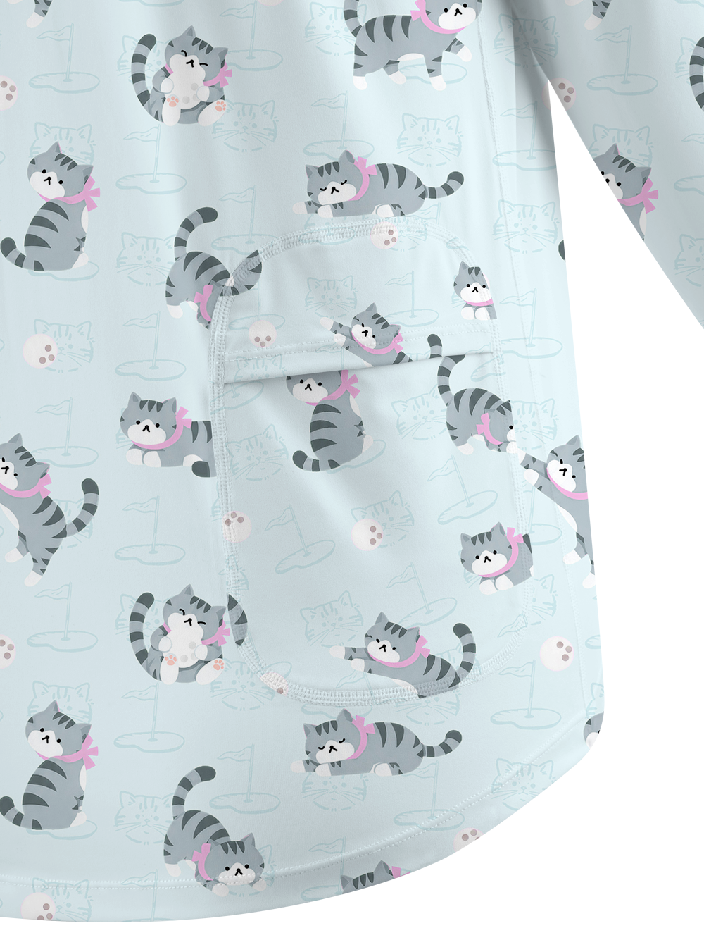 Cherryswing Women's Playful Cat Novelty Print Golf Shirt