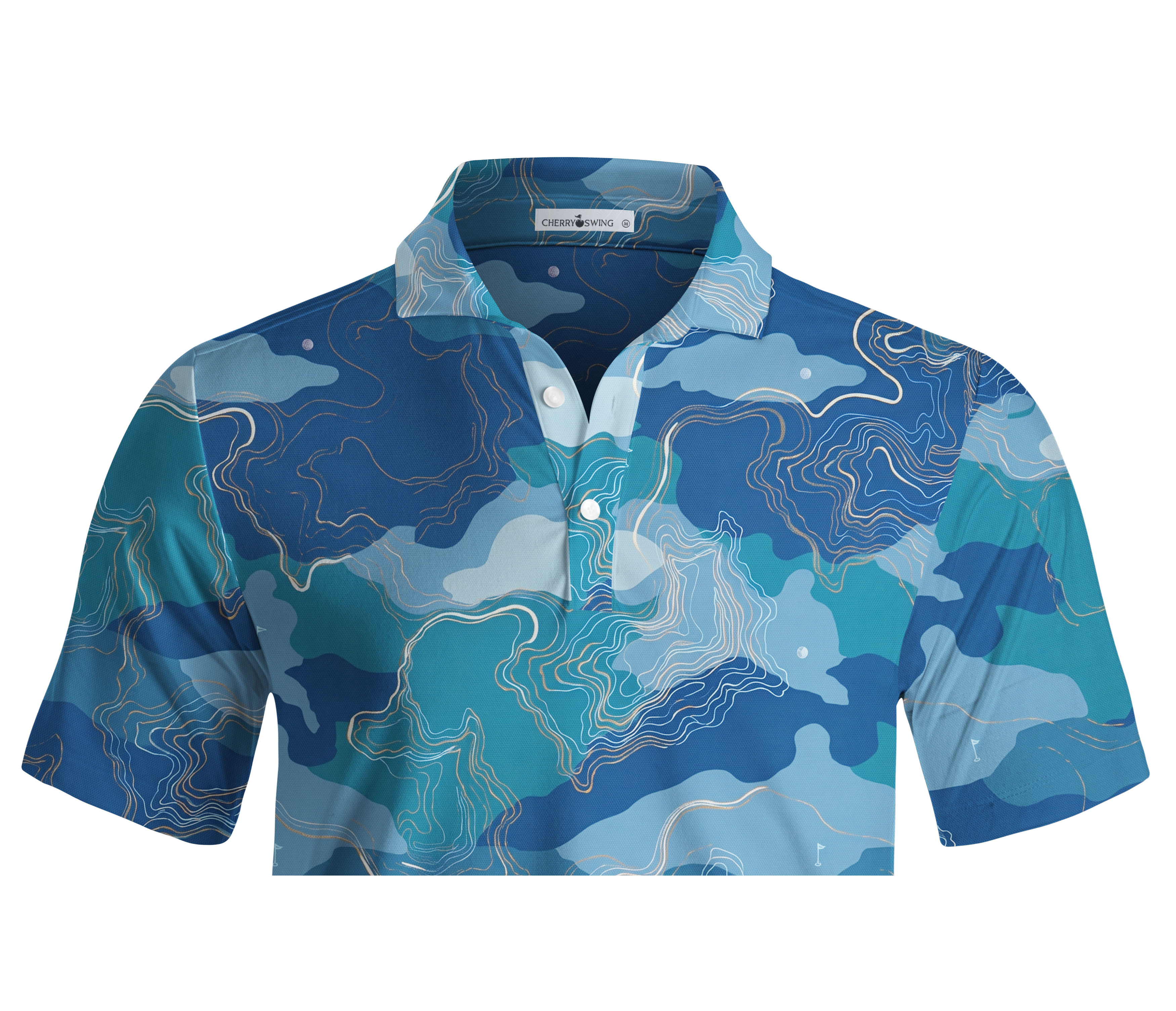 Cherryswing Topographic Contour Print Men's Polo Shirt