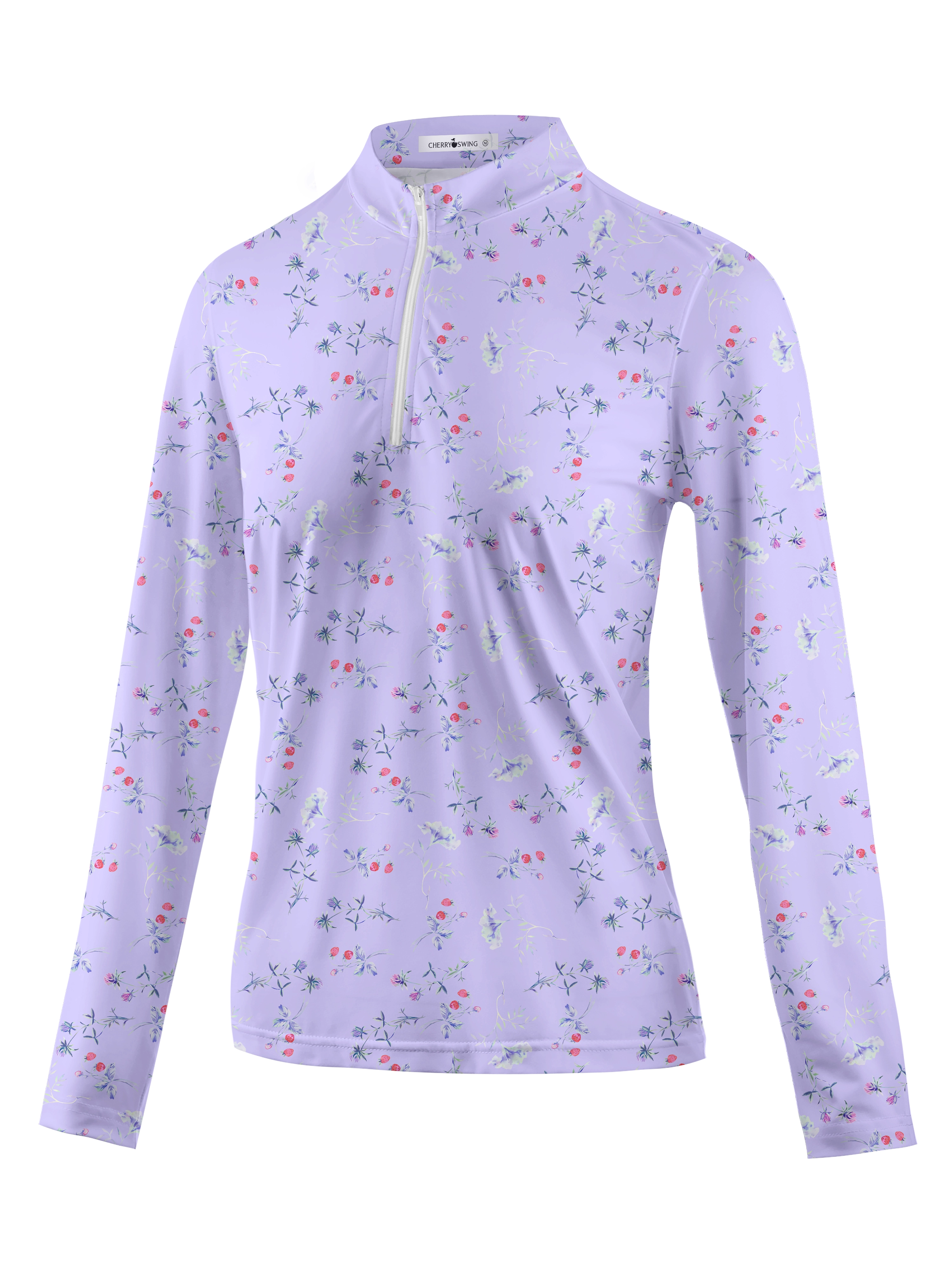 Cherryswing Women's Strawberry Flowers Golf Long Sleeve Polo Shirt