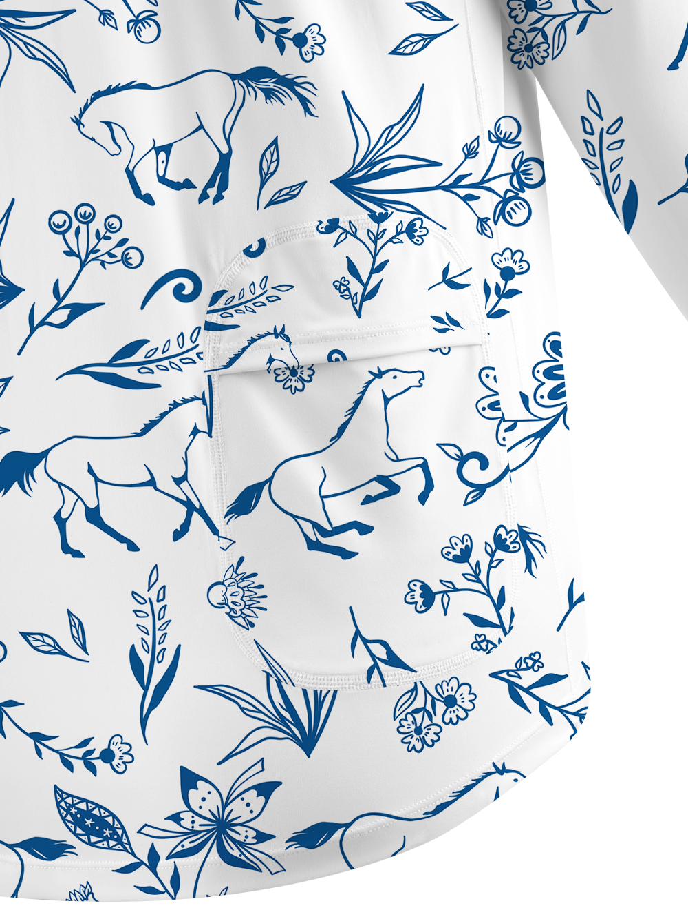 Cherryswing Women's Horses And Florals Golf Shirt