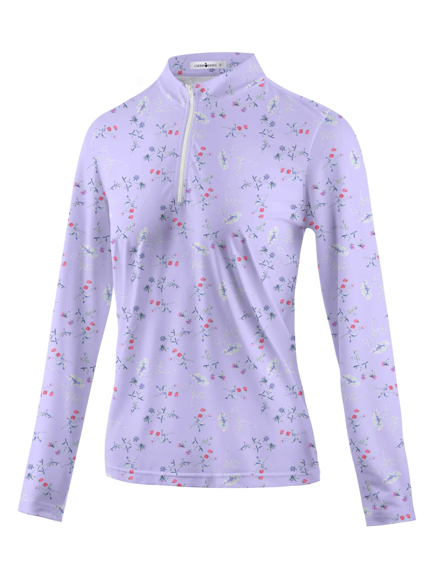 Cherryswing Women's Strawberry Flowers Golf Long Sleeve Polo Shirt