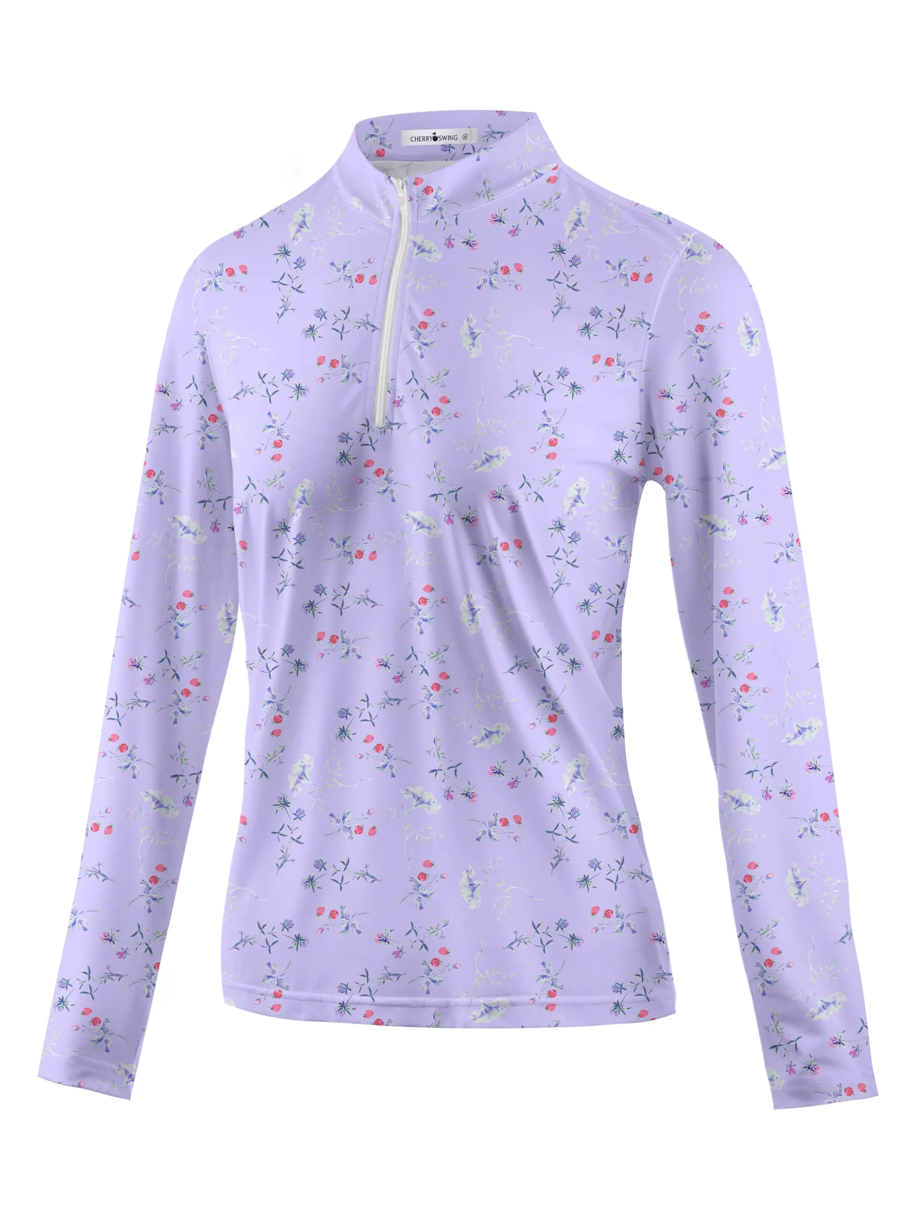 Cherryswing Women's Strawberry Flowers Golf Long Sleeve Polo Shirt