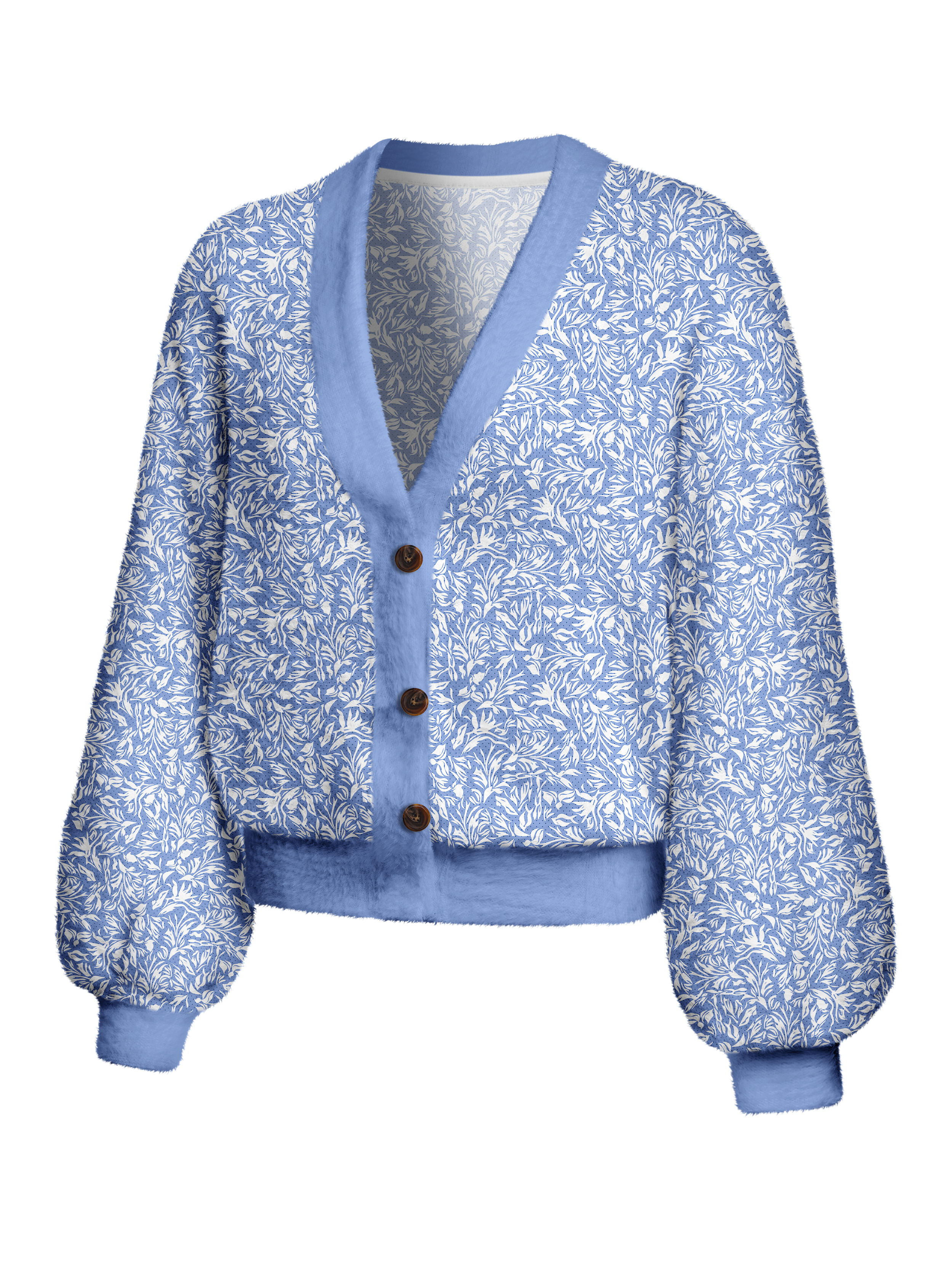 Cherryswing Women's Flower Breathable Fuzzy Knit Golf Cardigan
