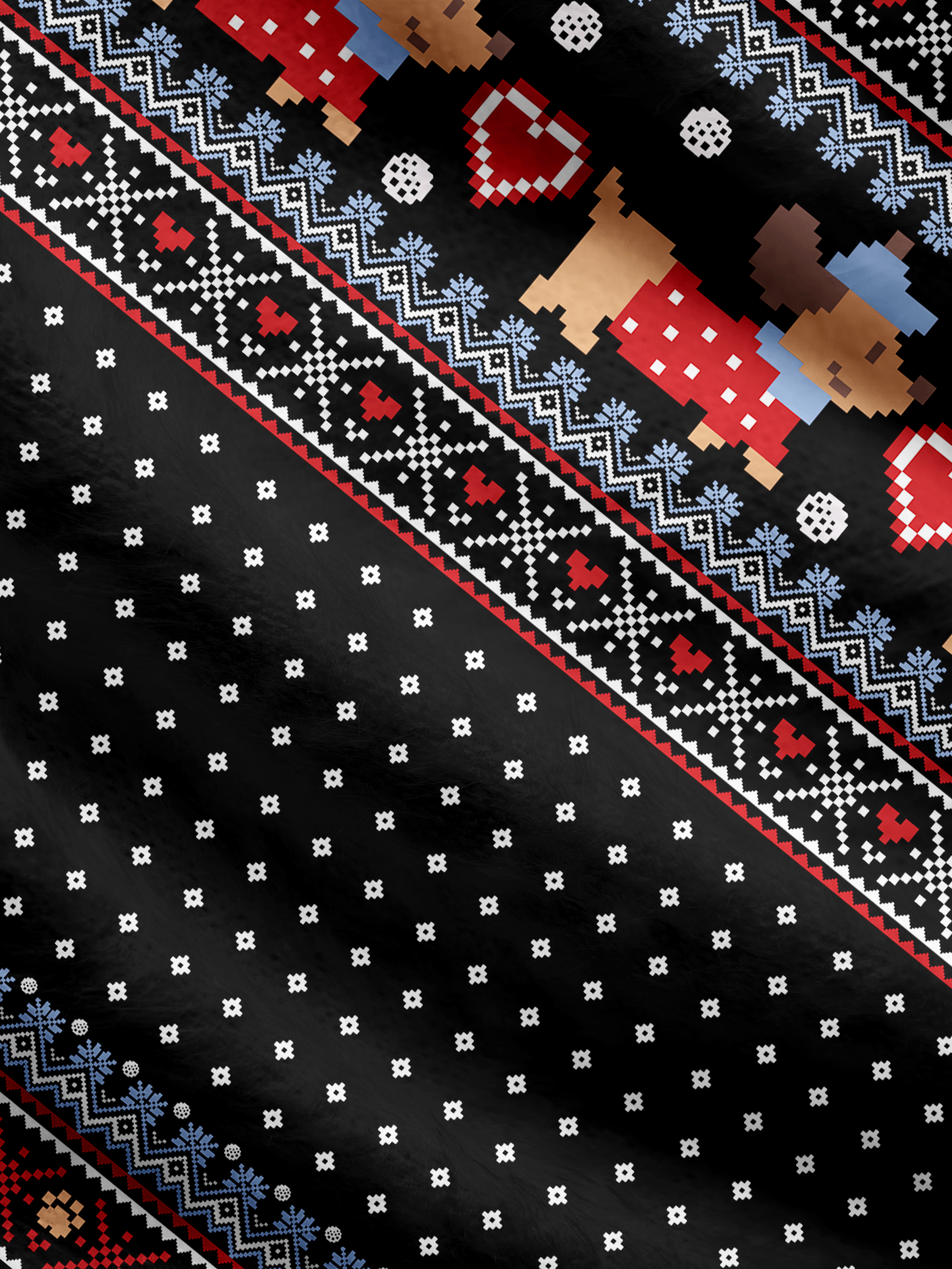 Cherryswing Women's Pixel Dog and Heart Nordic Fuzzy Crew Neck Sweater