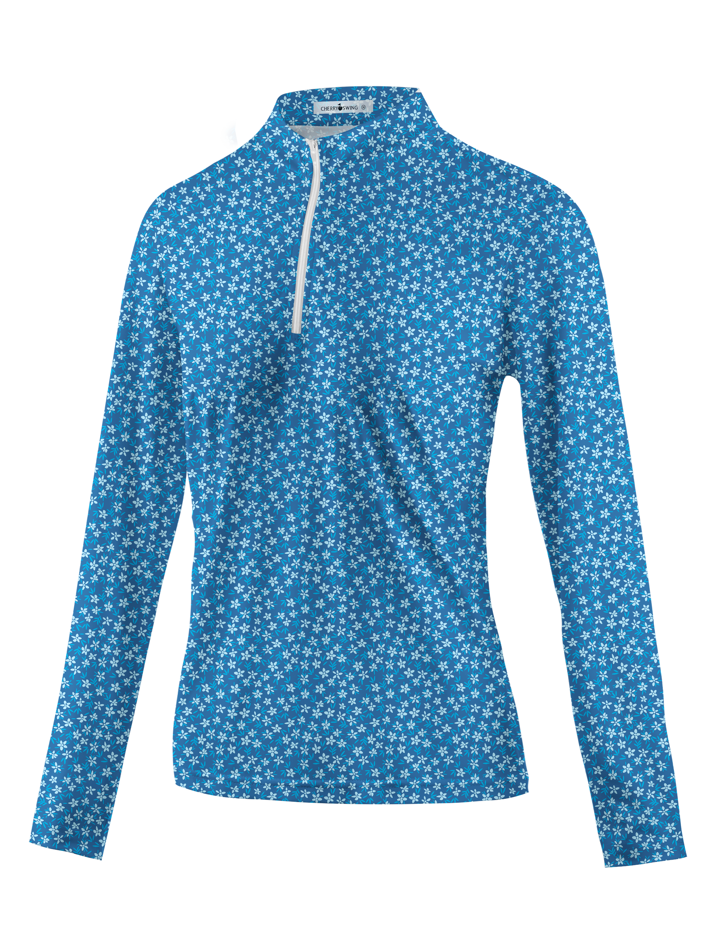 Cherryswing Women's Strawberry Flowers Golf Long Sleeve Polo Shirt