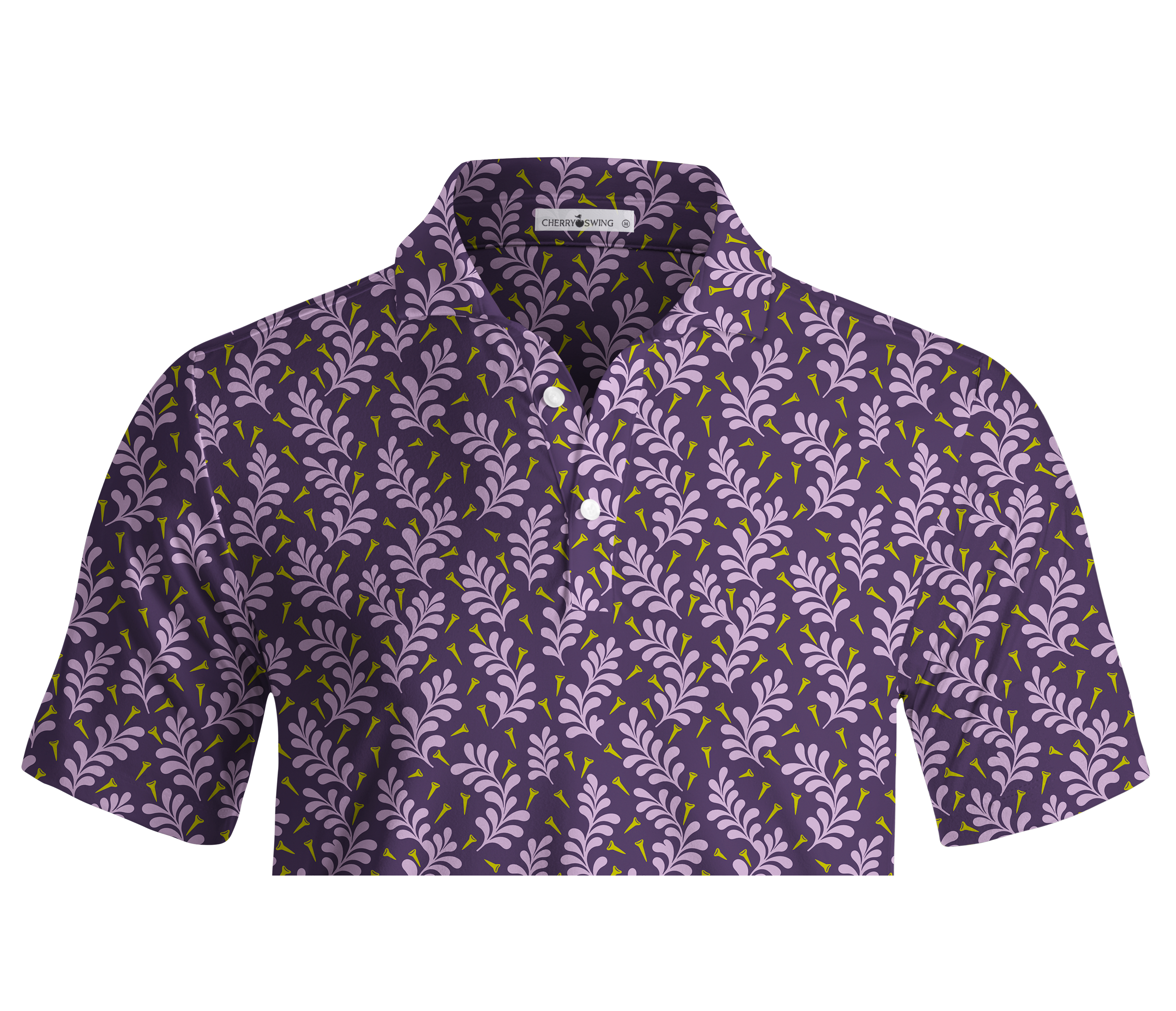 Cherryswing Whimsical Tee and Leaf Pattern Men's Polo Shirt