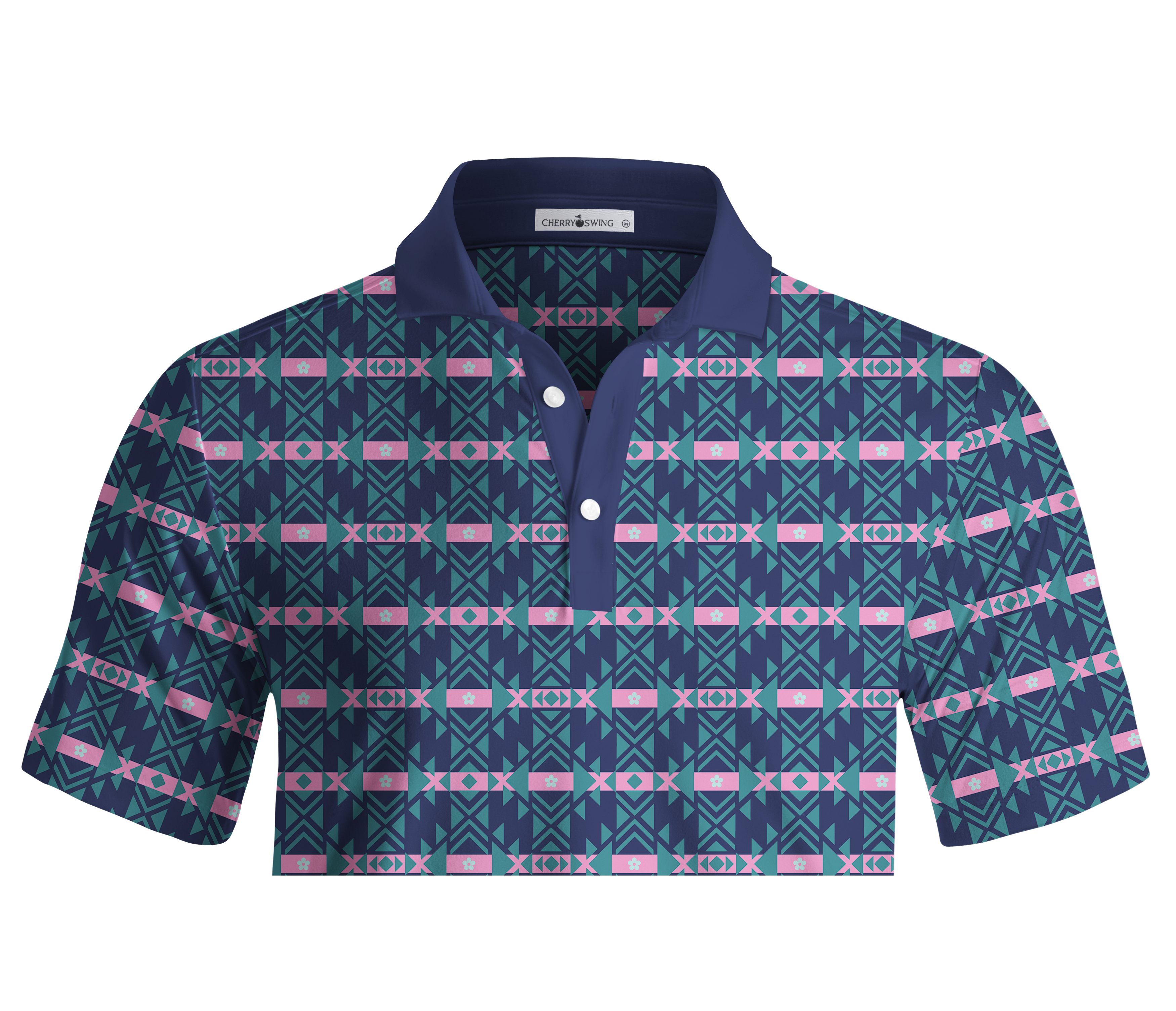 Cherryswing Geometric Tribal Pattern Men's Polo Shirt